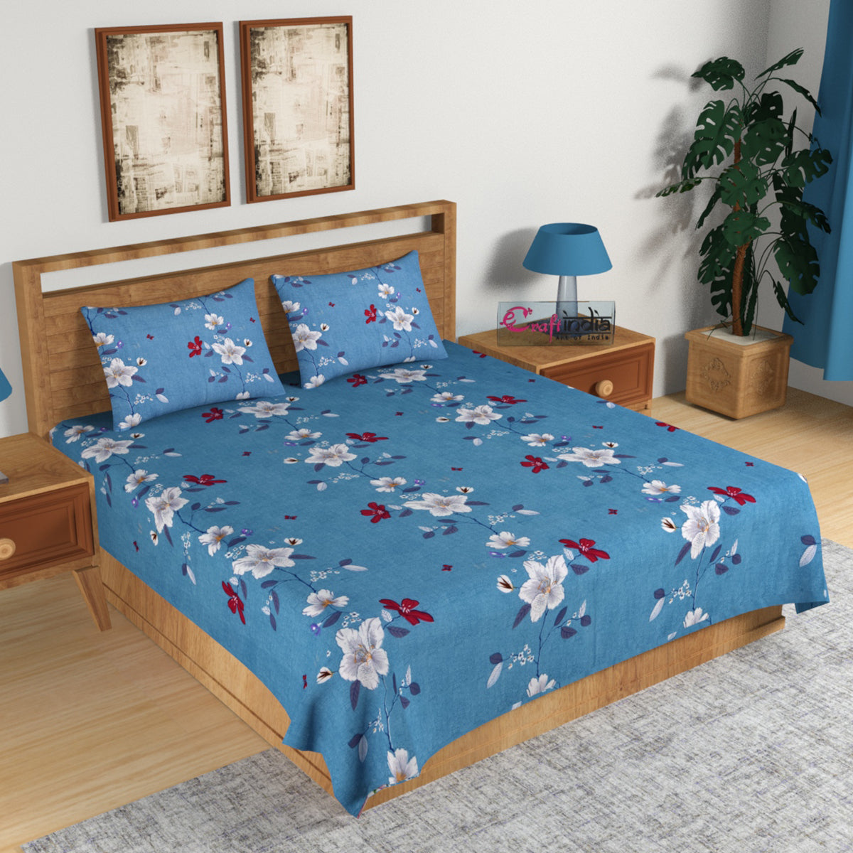 Buy Floral Print Bedsheets Online Designer Cotton Bed Sheets eCraftIndia