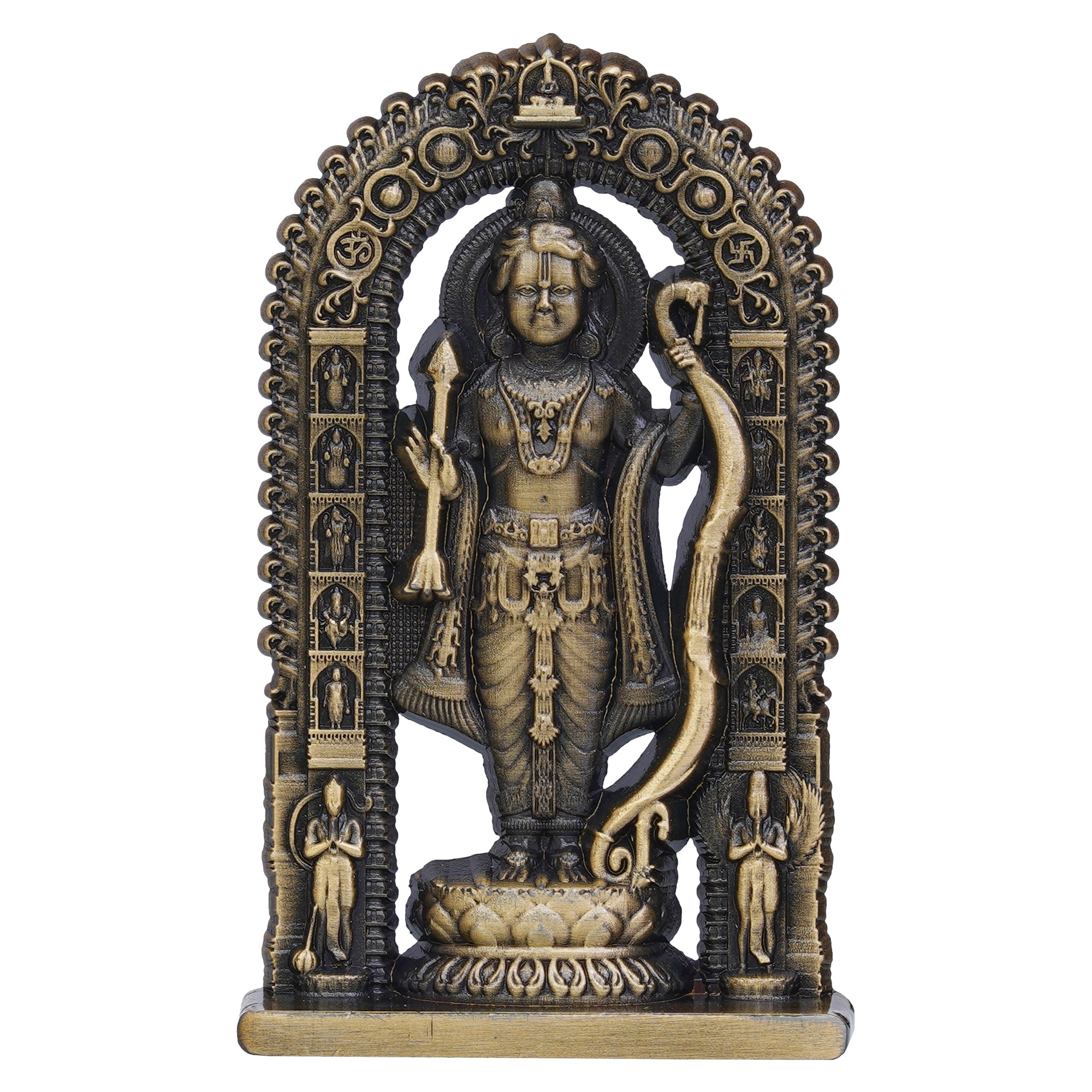 Golden Metal Handcrafted Shri Ram Statue Murti Holding Bow & Arrow Decorative God Idol 2