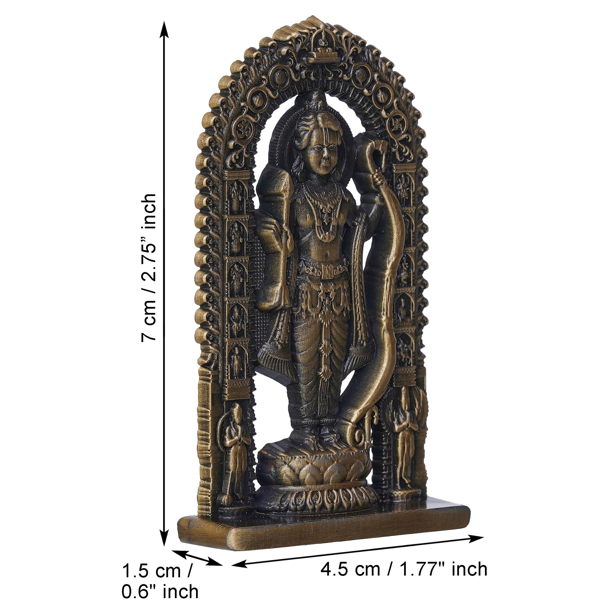 Golden Metal Handcrafted Shri Ram Statue Murti Holding Bow & Arrow Decorative God Idol 3