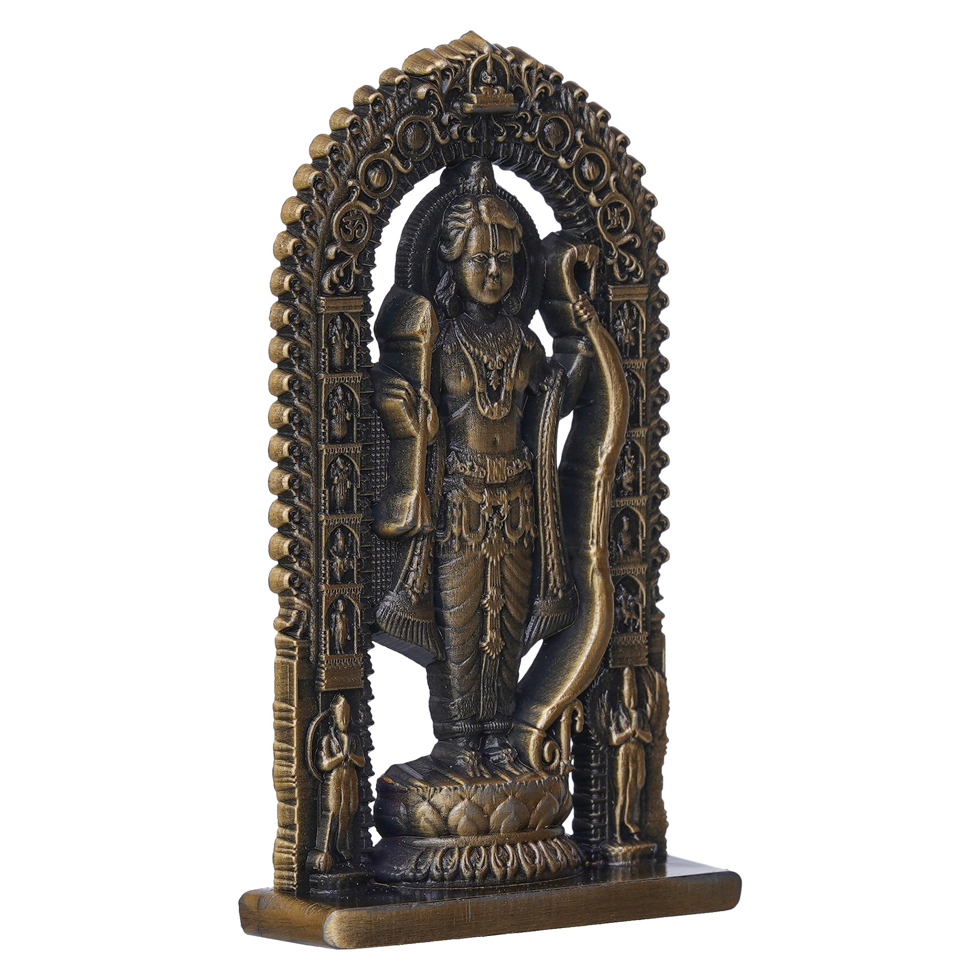 Golden Metal Handcrafted Shri Ram Statue Murti Holding Bow & Arrow Decorative God Idol 6