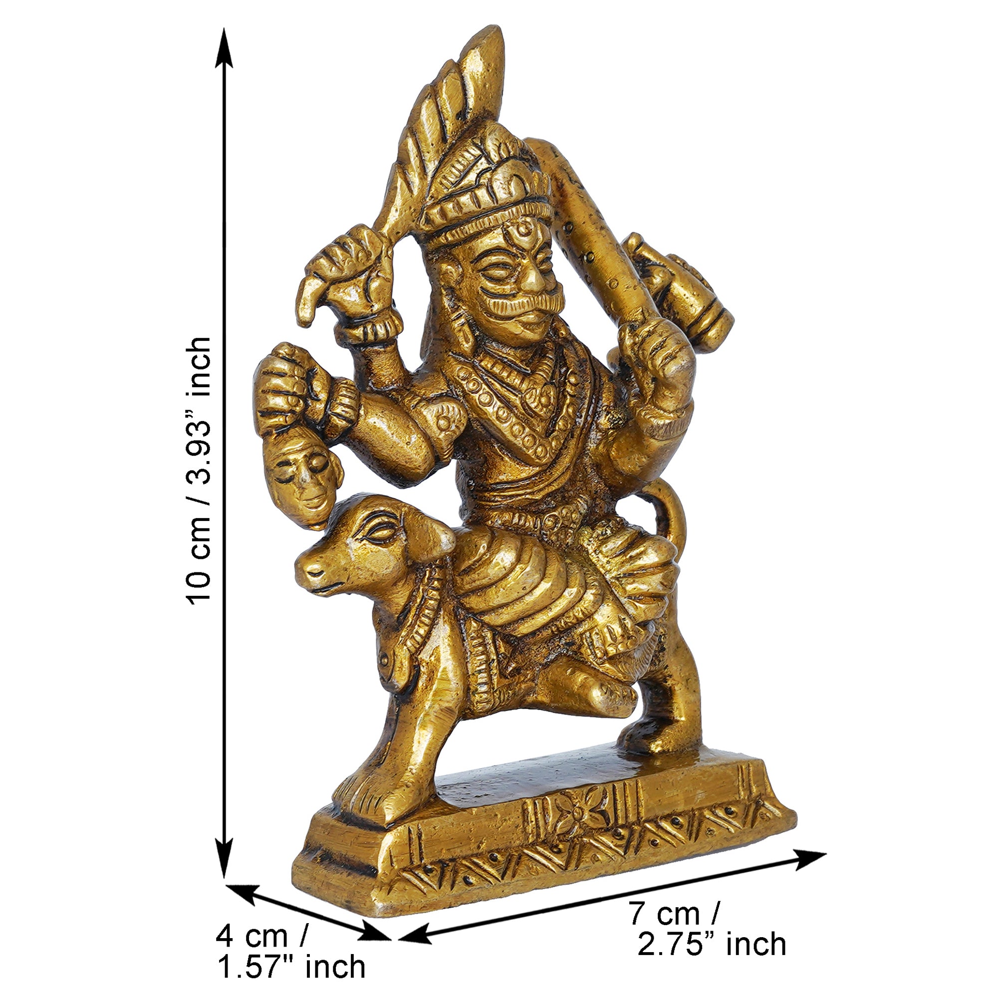 Golden Brass Bhairav Baba Murti Idol Statue for Home Pooja Mandir Temple 3