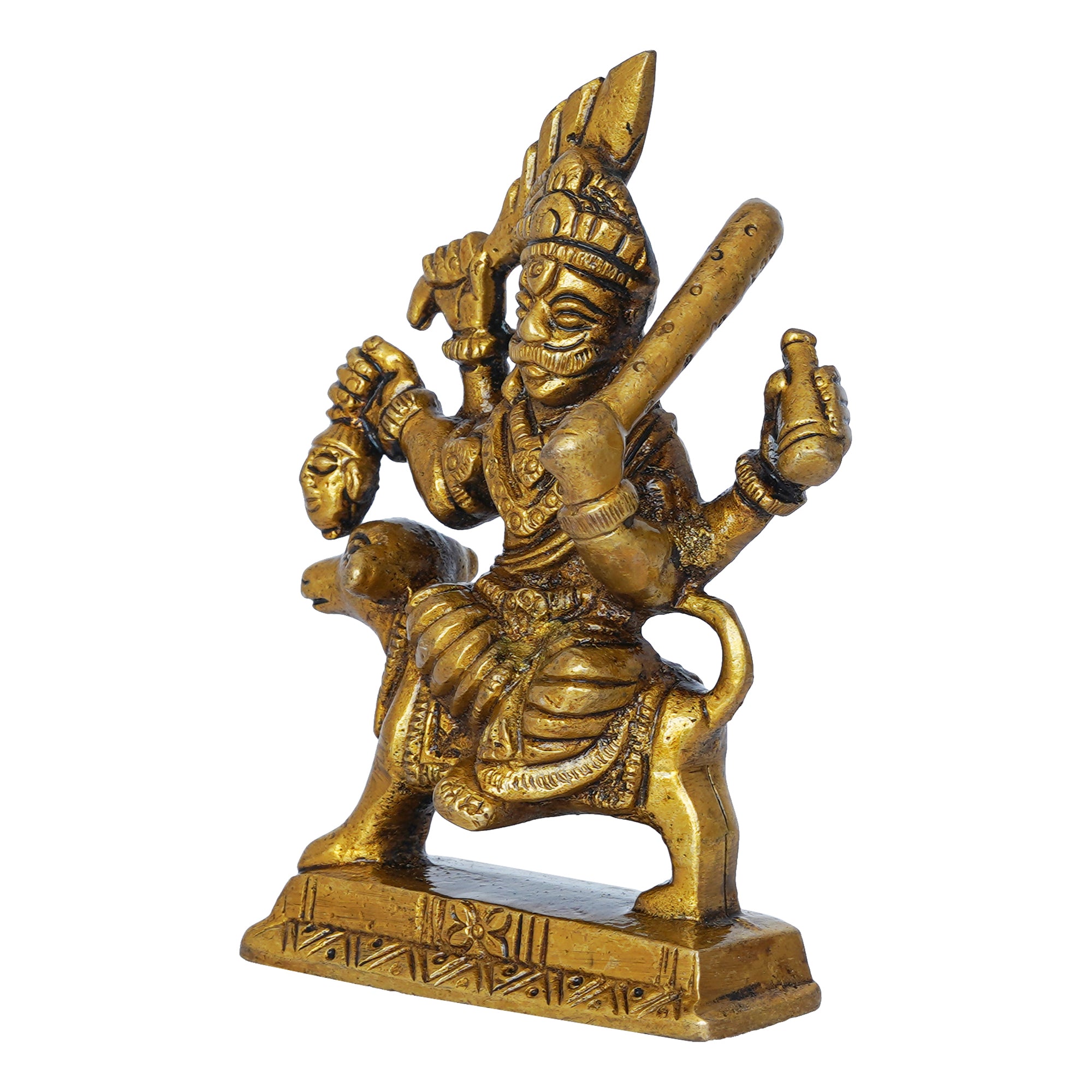 Golden Brass Bhairav Baba Murti Idol Statue for Home Pooja Mandir Temple 6