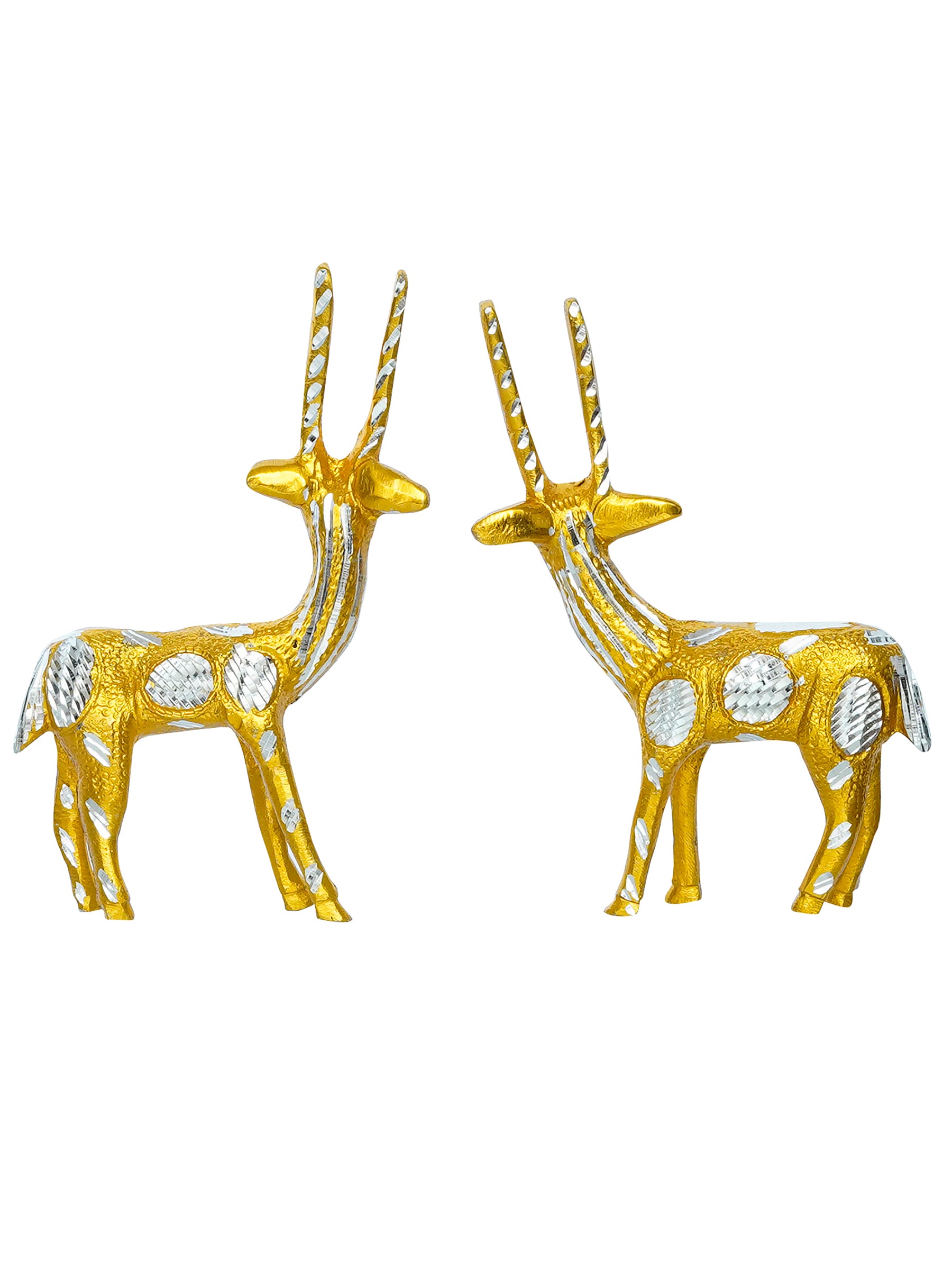 Set of 2 Engraved Golden Deer Handcrafted Decorative Metal Figurine 5