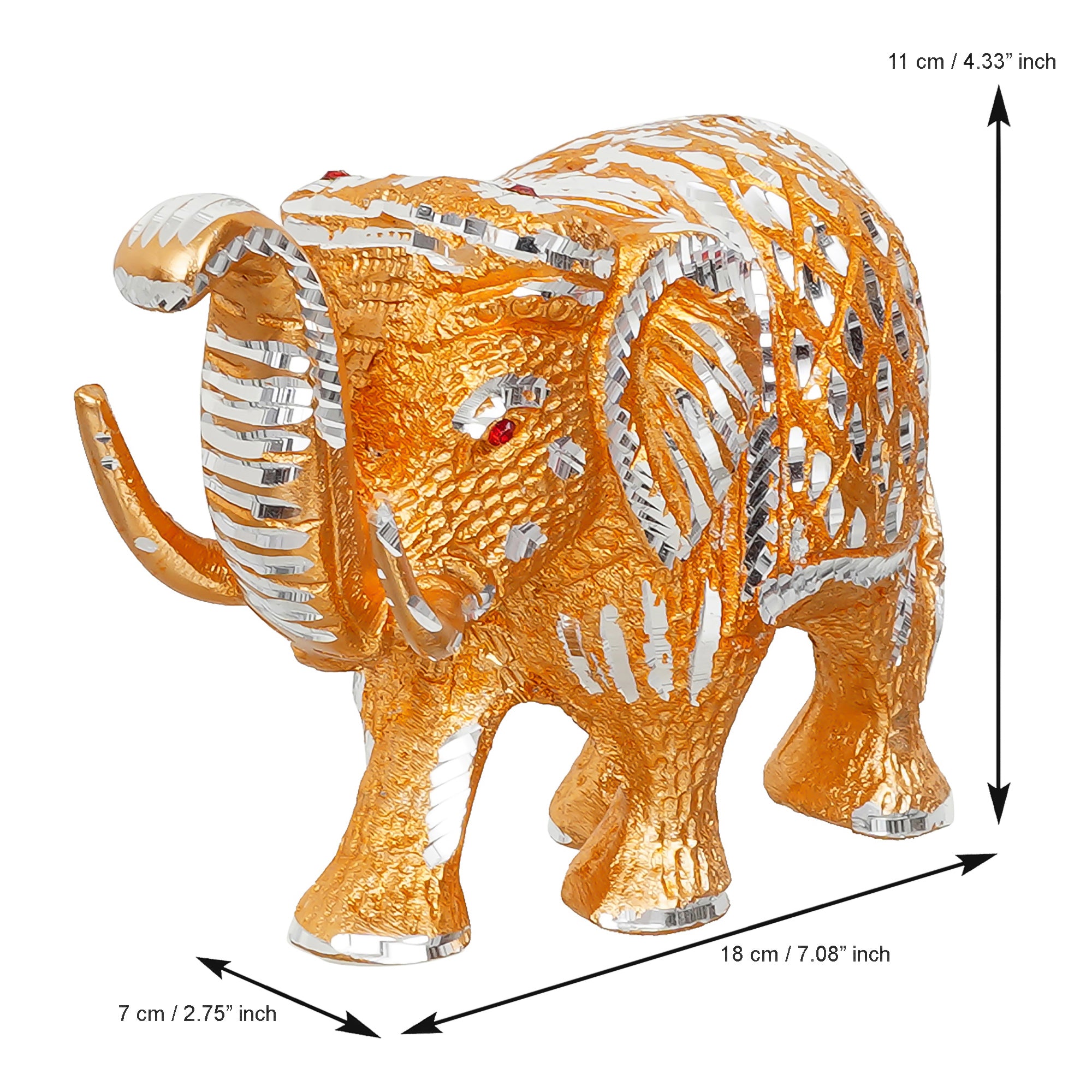 Golden Elephant Handcrafted Decorative Metal Figurine 3