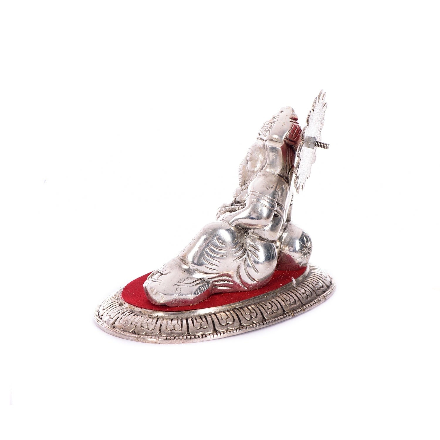 White Metal Silver and Red Lord Ganesha Idol 5