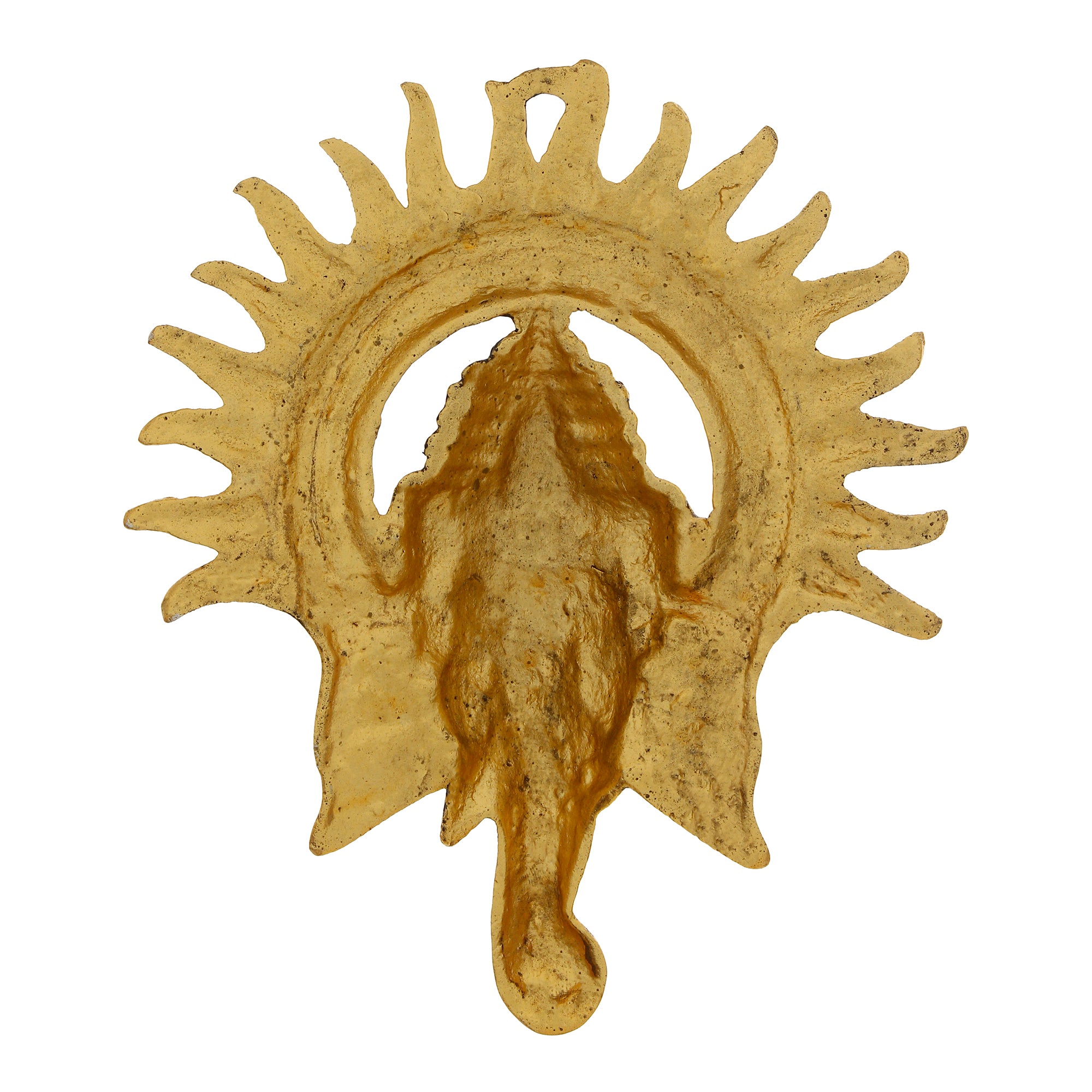 Golden Lord Ganesha with Sun Decorative Metal Wall Hanging Art 6