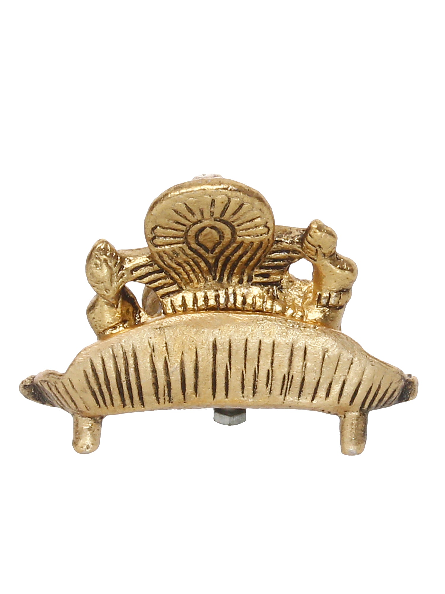 Golden Metal Handcrafted Lord Ganesha Idol with Diya on Leaf 5