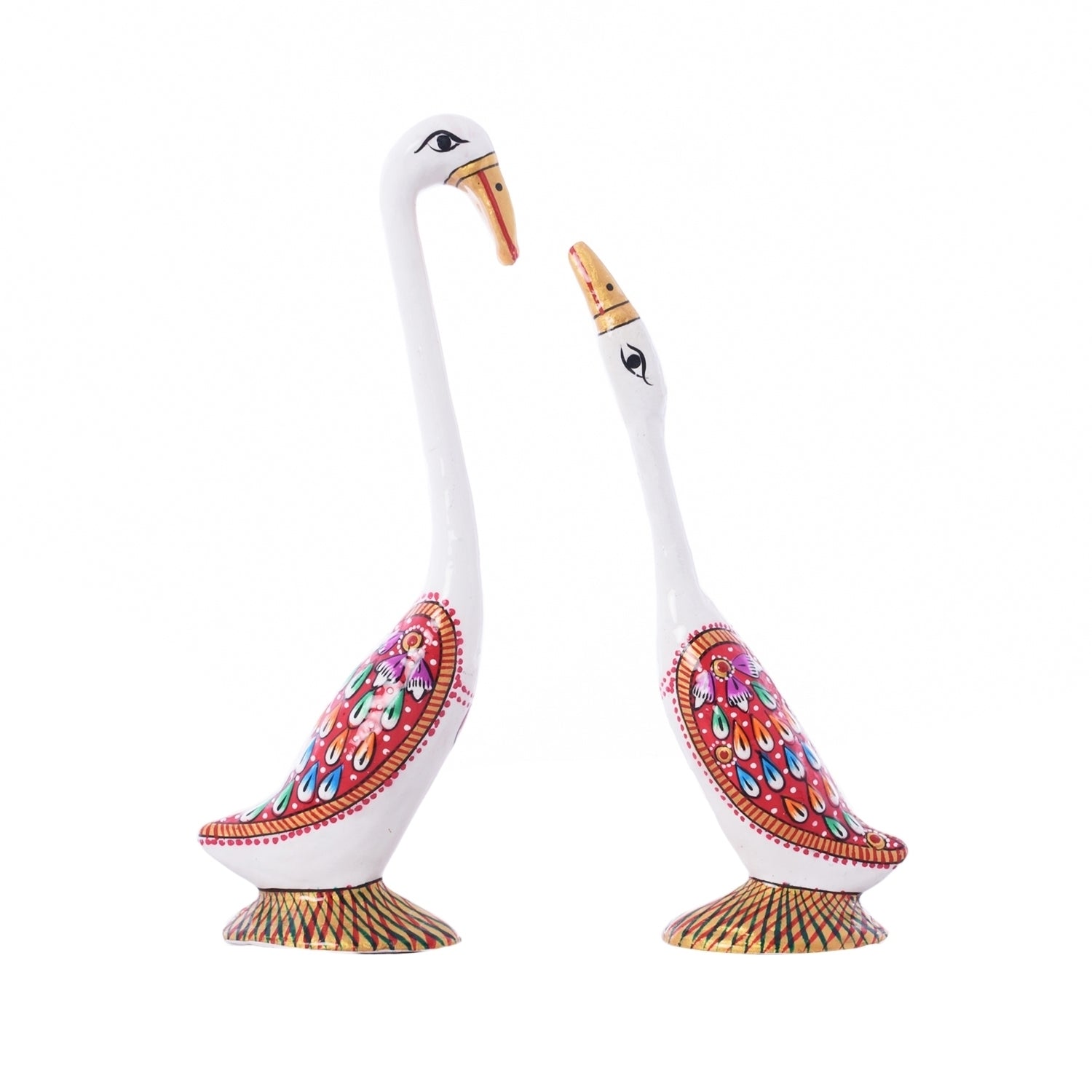 Meenakari Metal White Loving swan couple showpiece 1