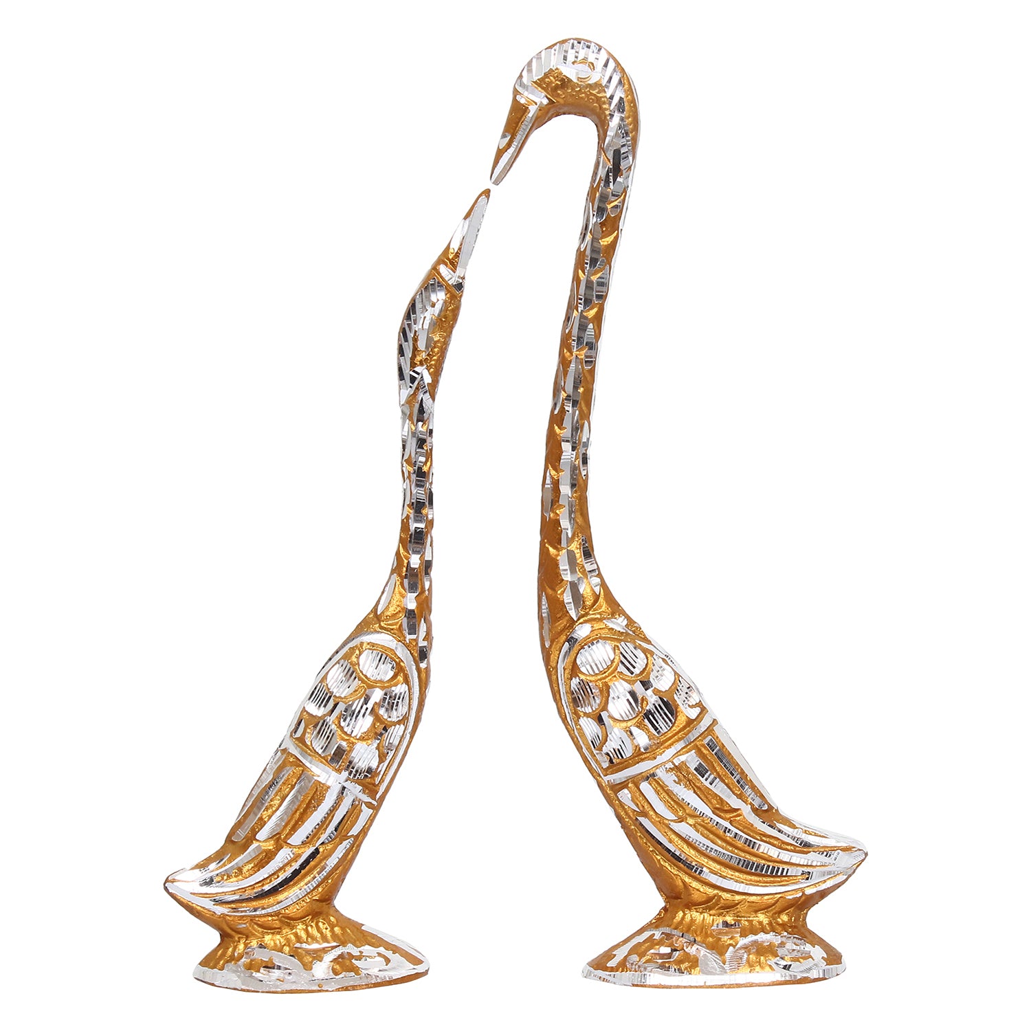 Golden Aluminium Loving Swan couple Love Birds showpiece 3