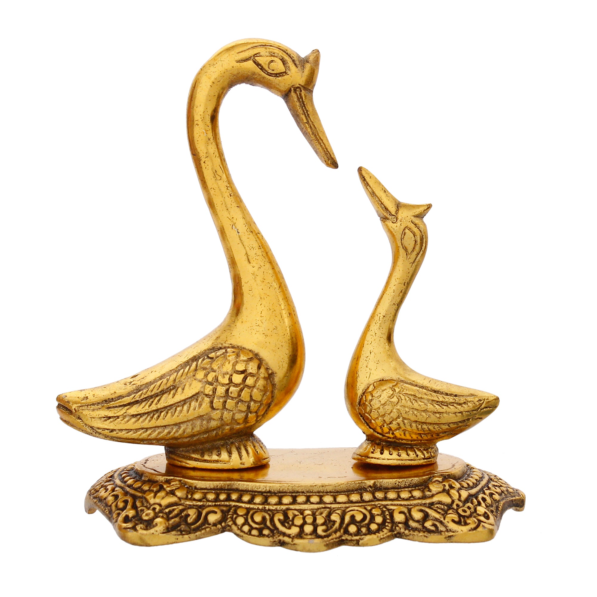 Golden Metal Loving Swan Couple Decorative statue 2