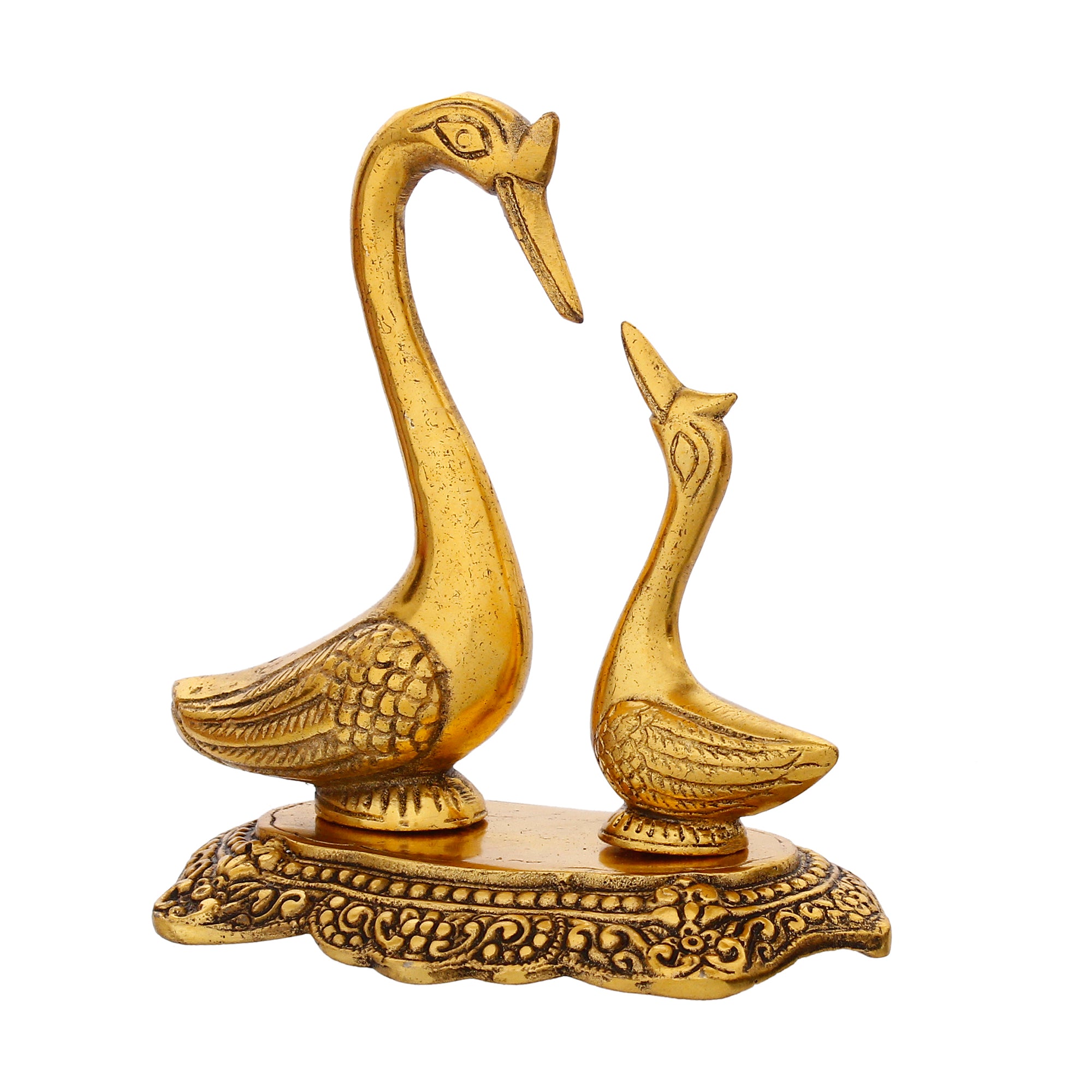 Golden Metal Loving Swan Couple Decorative statue 4