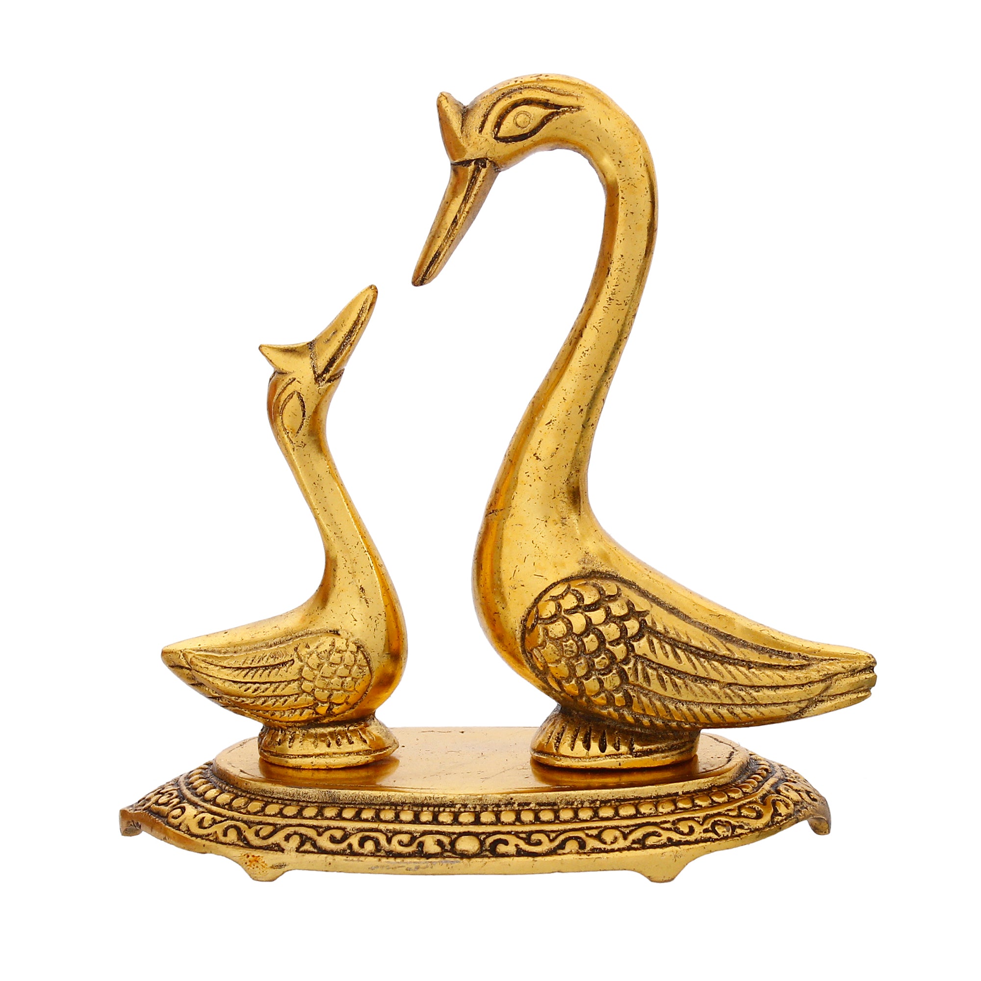 Golden Metal Loving Swan Couple Decorative statue 5