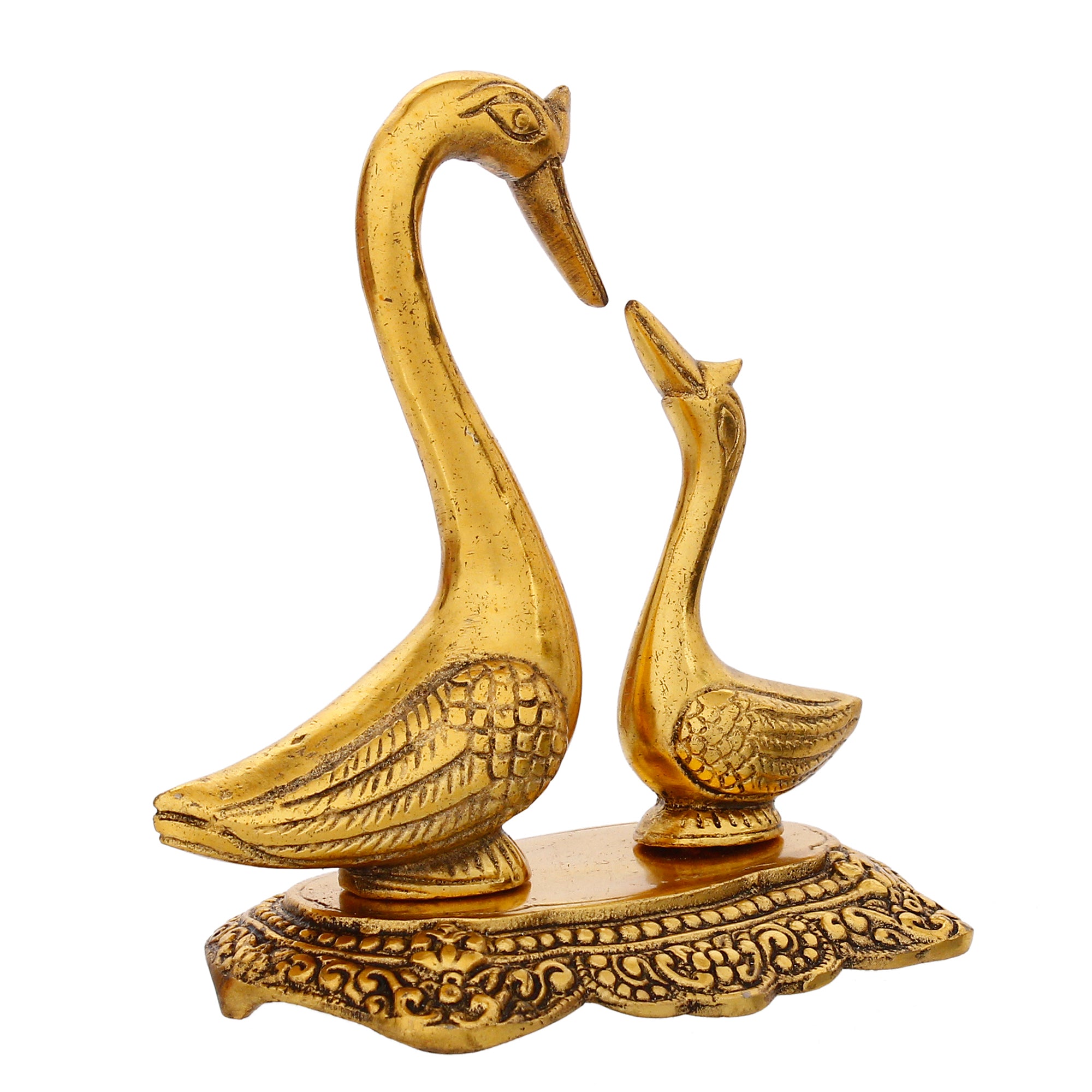 Golden Metal Loving Swan Couple Decorative statue 6