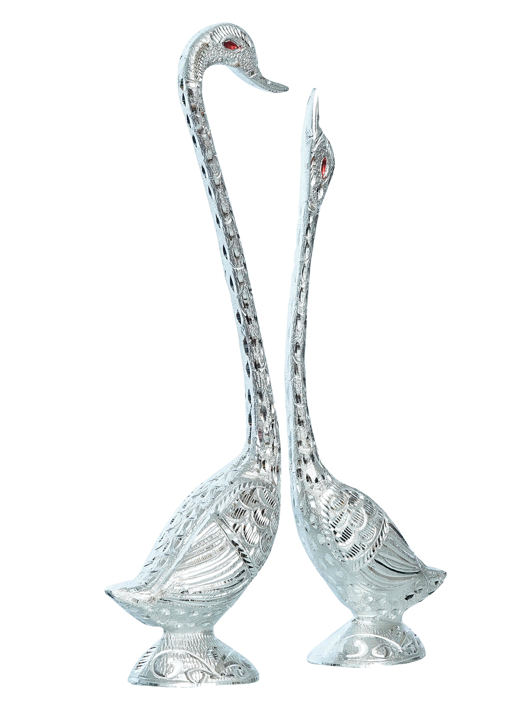 Silver Metal Kissing Swan Couple Handcrafted Decorative showpiece 5
