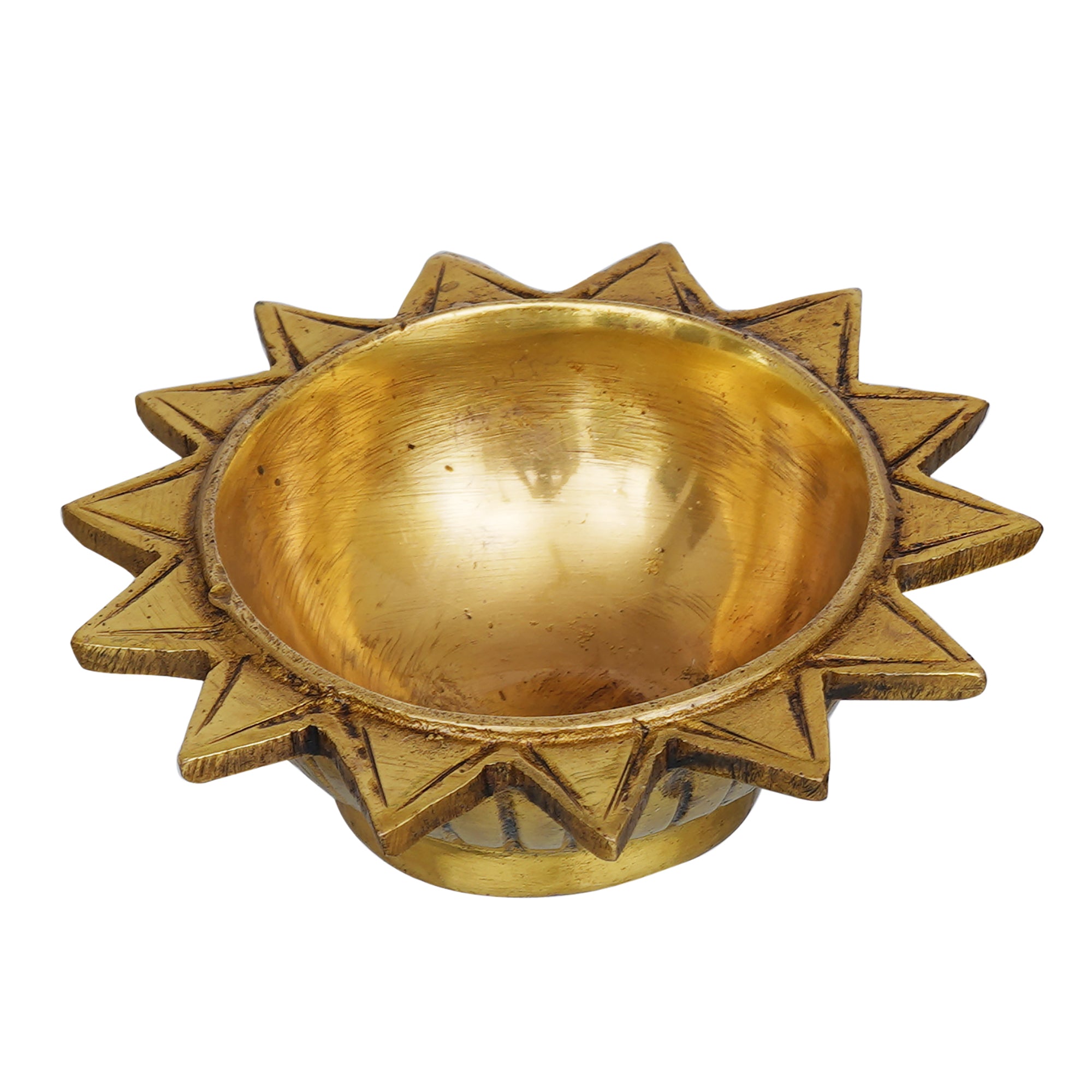 eCraftIndia Golden Sun Shaped Decorative Brass Diya 2