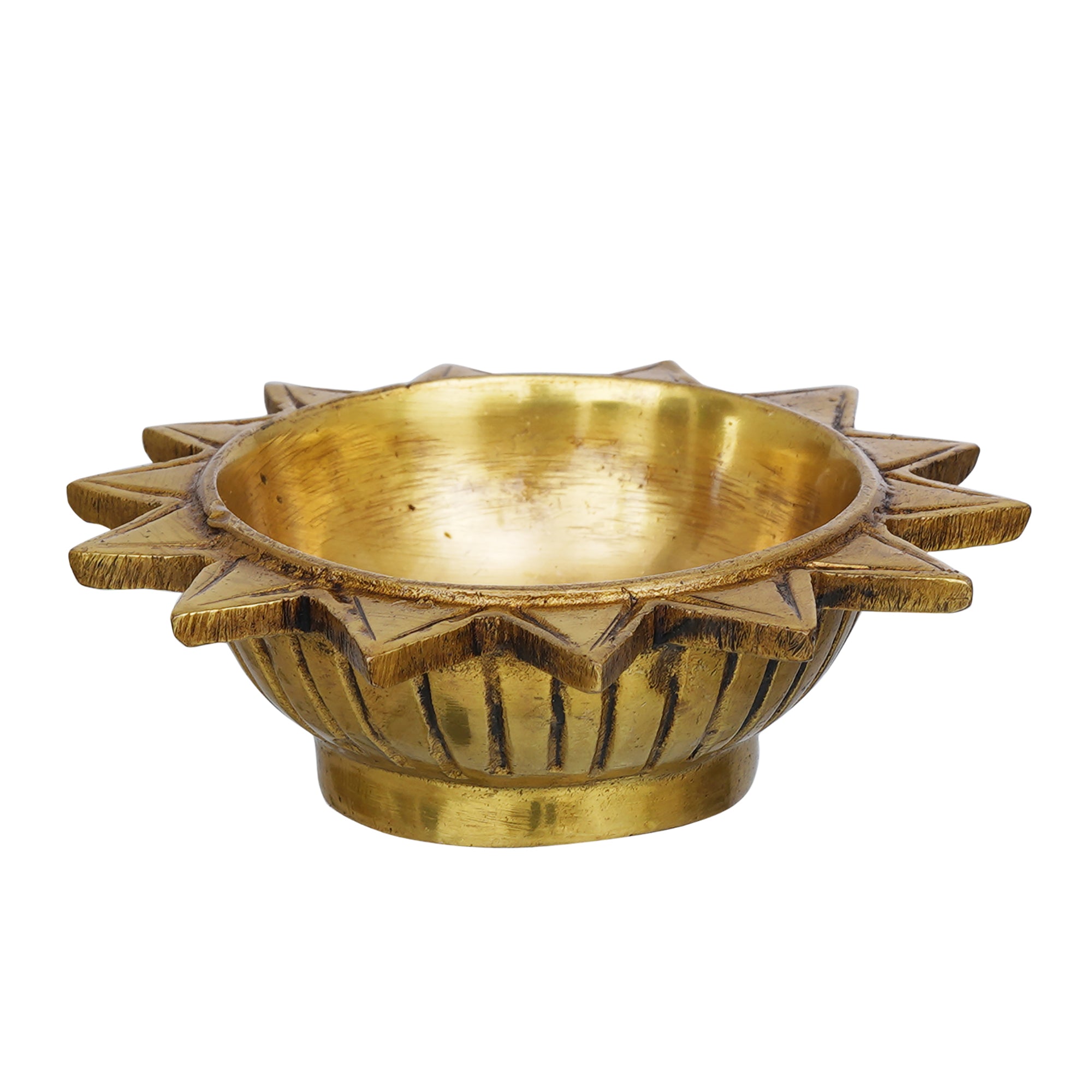eCraftIndia Golden Sun Shaped Decorative Brass Diya 6