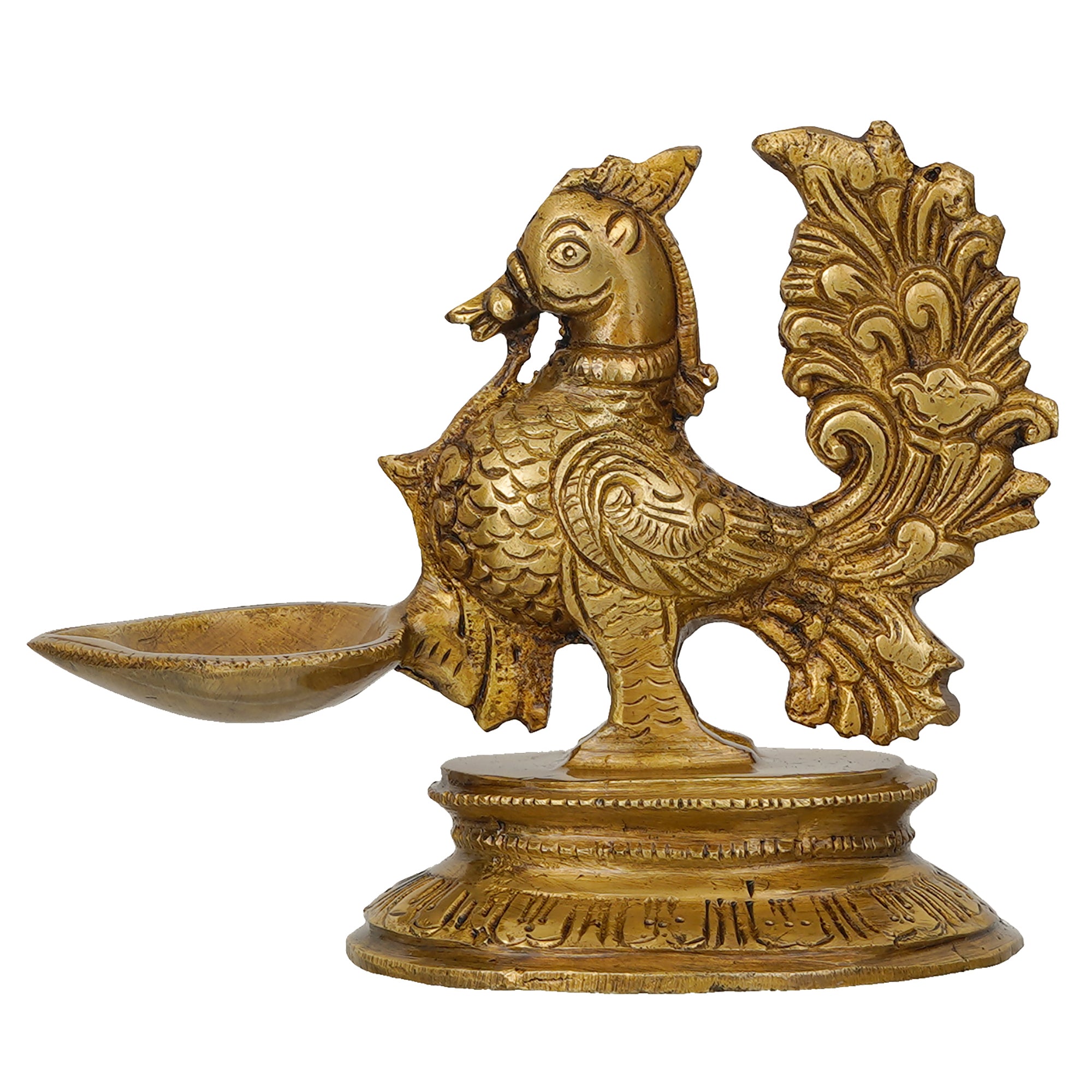 Golden Decorative Handcrafted Peacock Brass Diya Stand 2