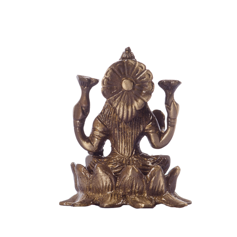 Antique Finish Brass Goddess Laxmi on Lotus 4