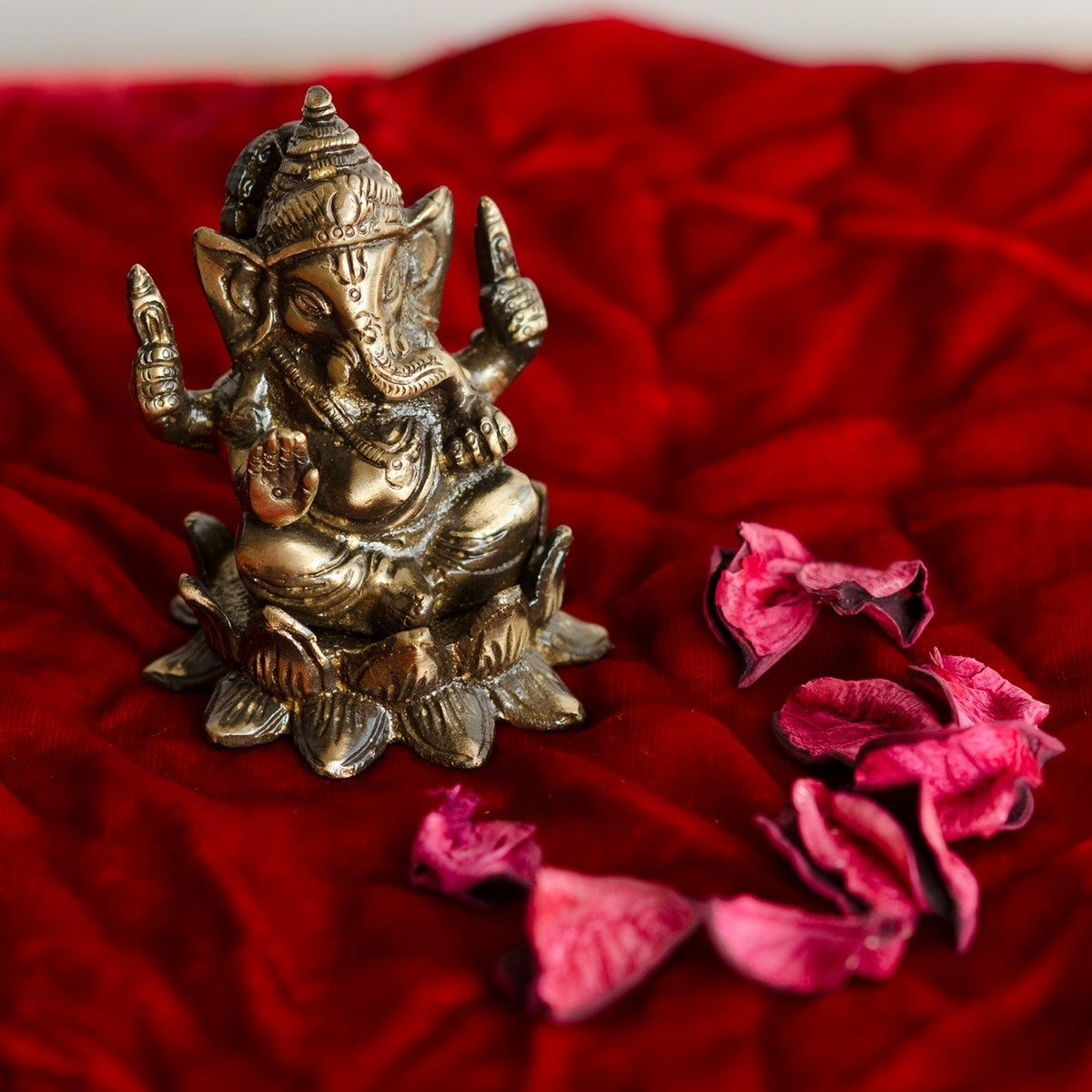 Antique Finish Brass Laxmi Ganesha on Lotus