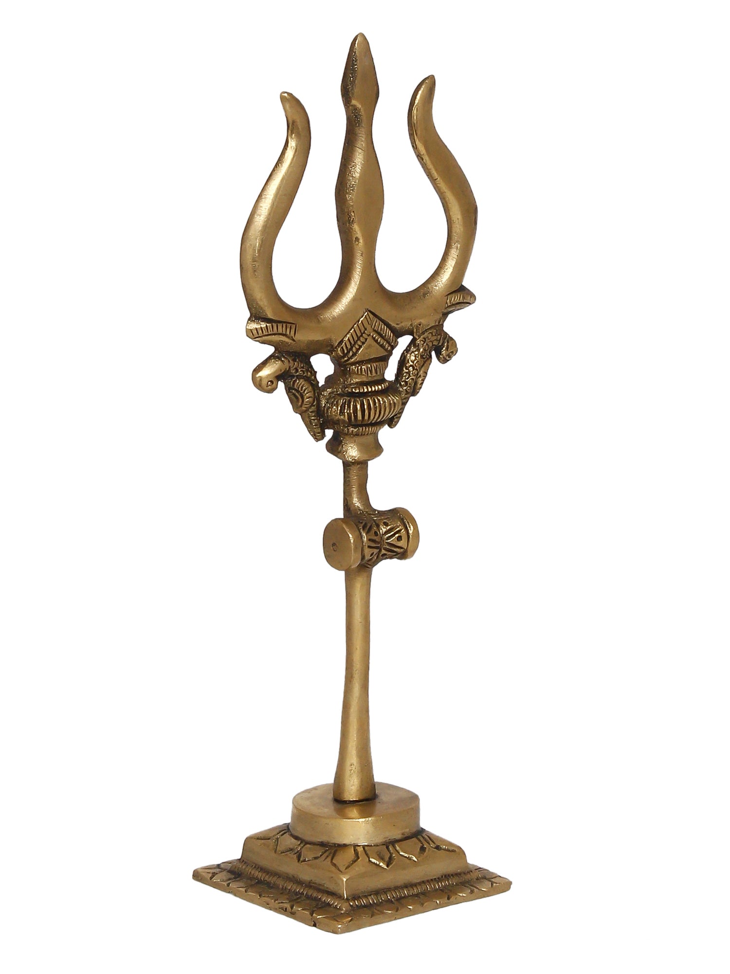 Gold Brass Trishul with Damru Handcrafted Figurine 2
