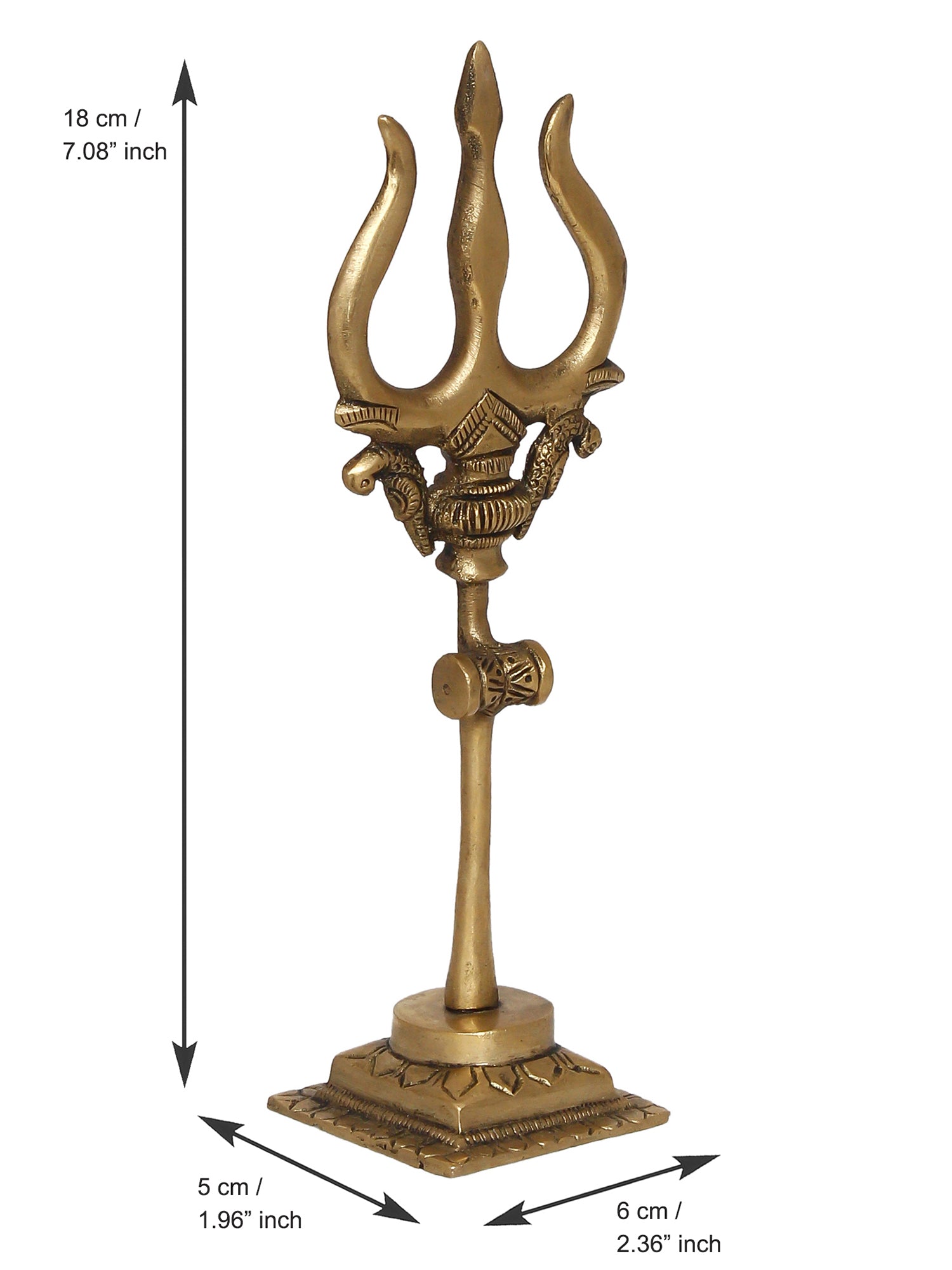 Gold Brass Trishul with Damru Handcrafted Figurine 3