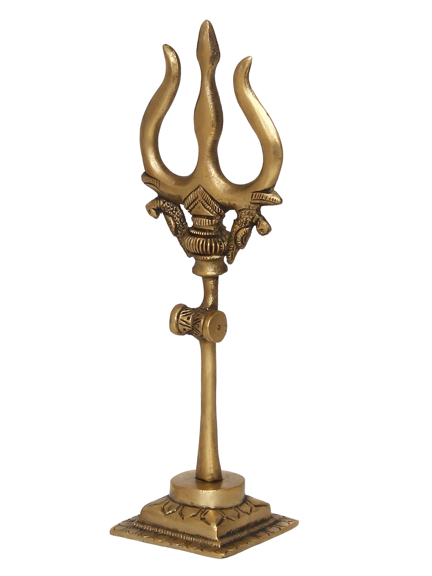 Gold Brass Trishul with Damru Handcrafted Figurine 4