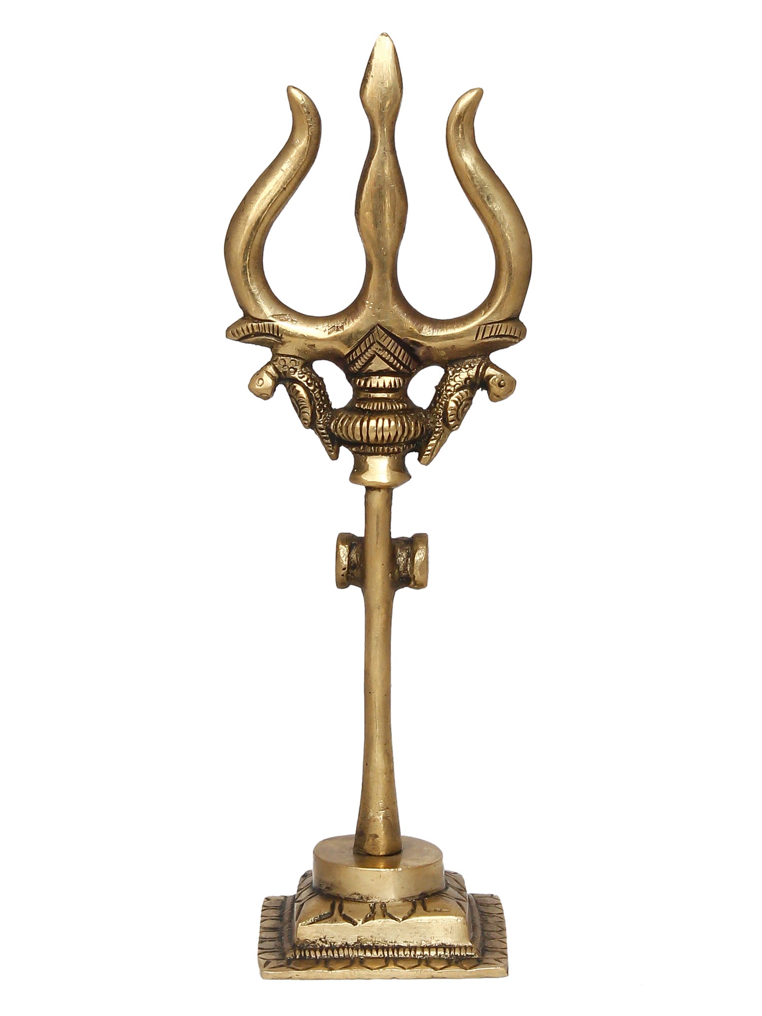 Gold Brass Trishul with Damru Handcrafted Figurine 5