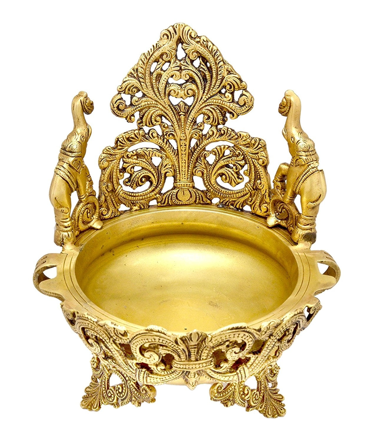 Golden Elephant Design Decorative Brass Urli Bowl 4