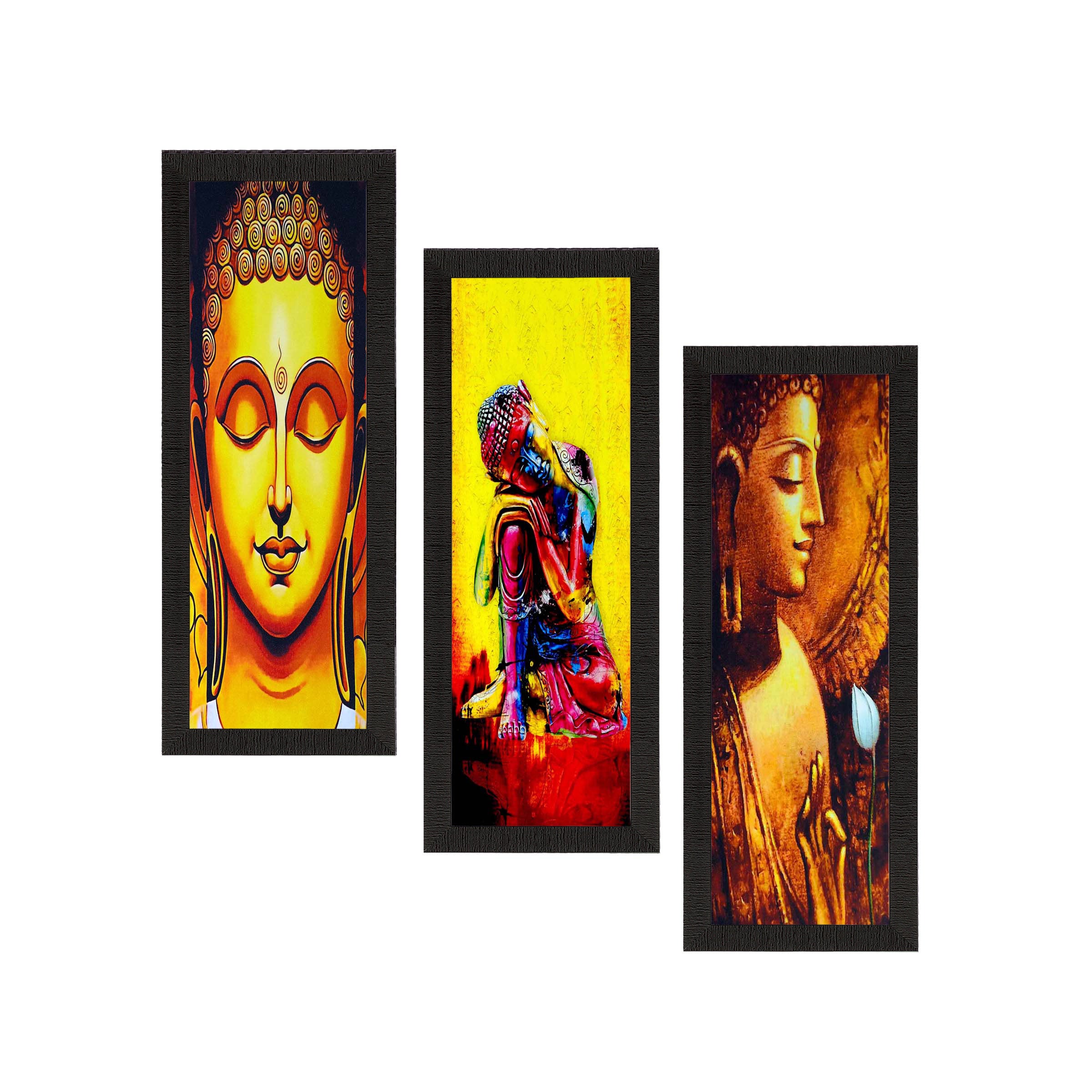 Set Of 3 Lord Buddha Satin Matt Texture UV Art Painting