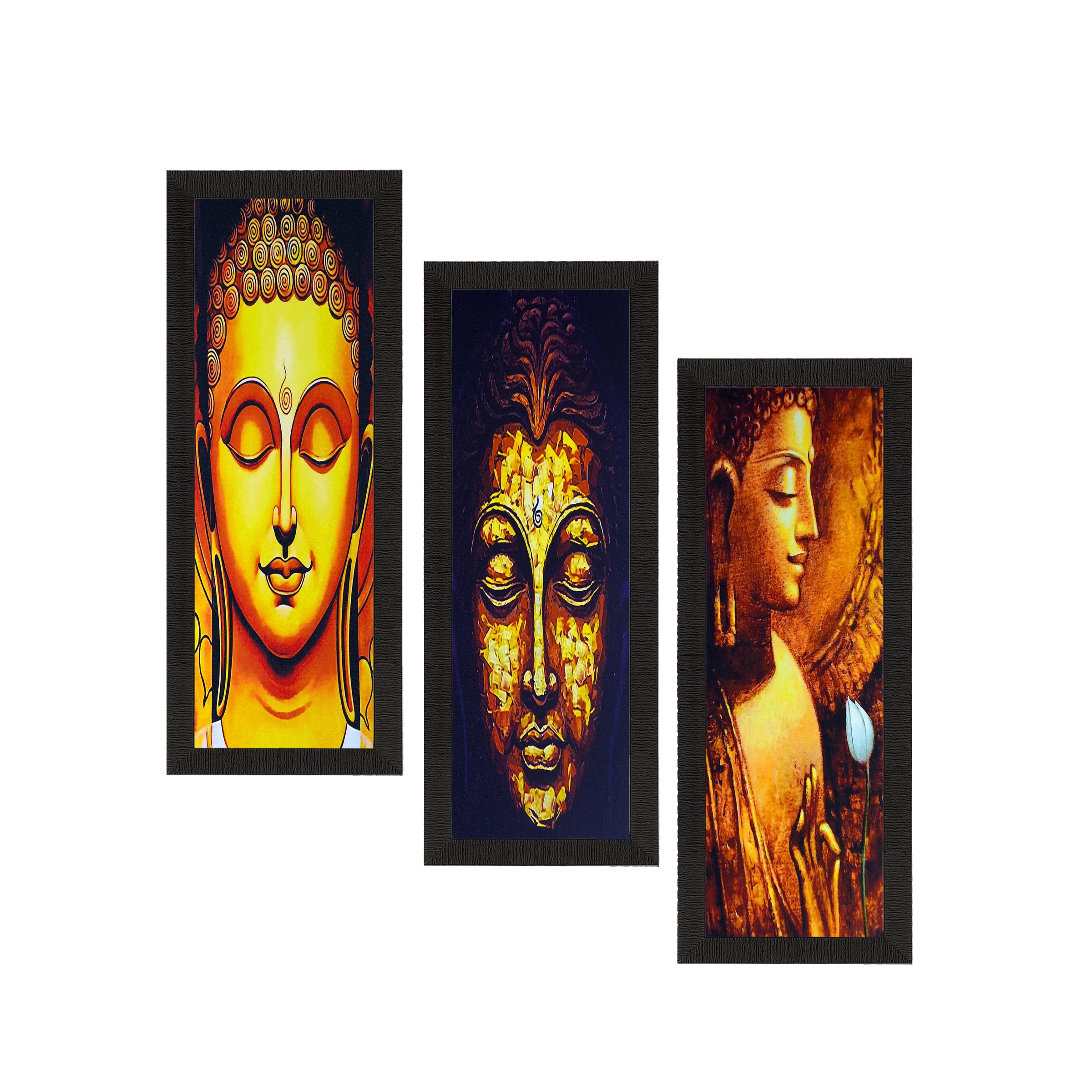 Set Of 3 Lord Buddha Satin Matt Texture UV Art Painting