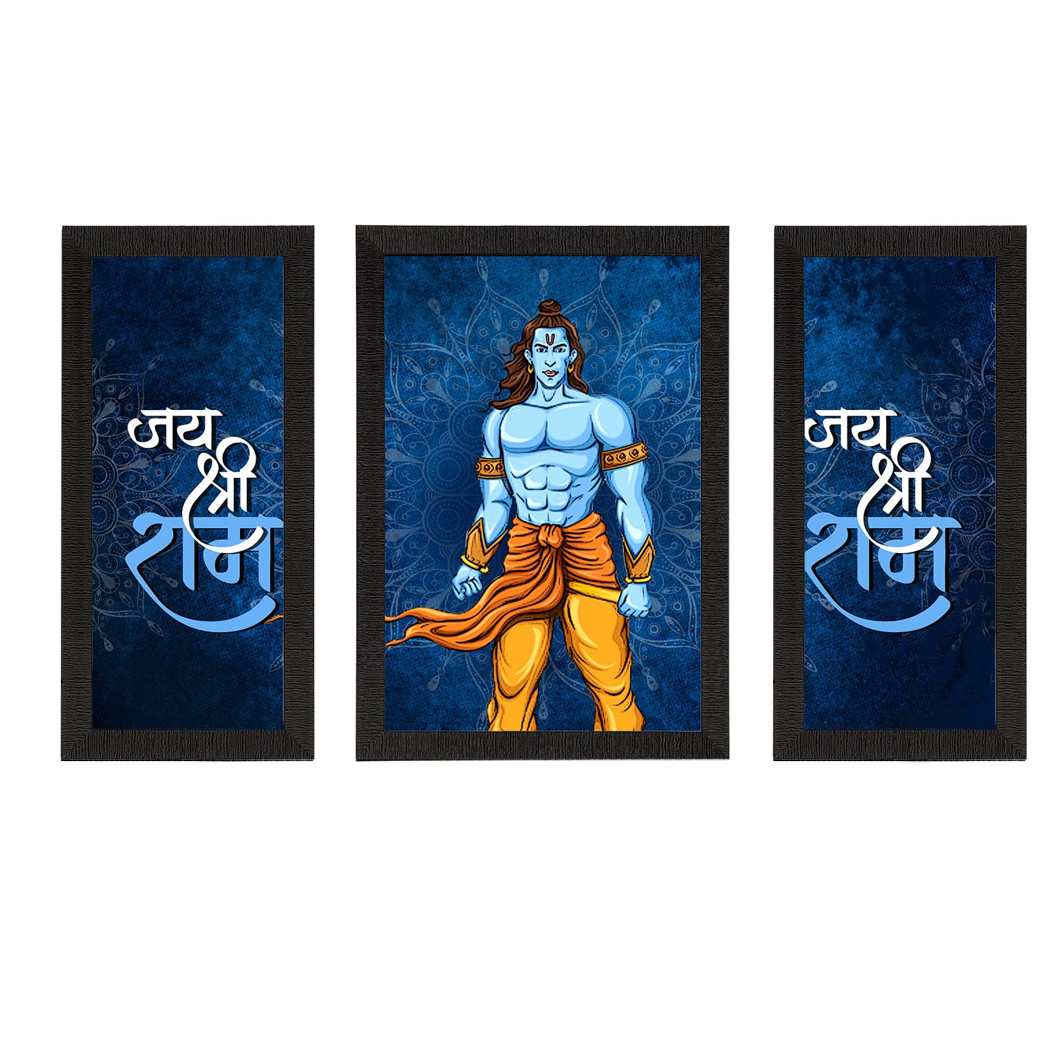 Set of 3 Lord Ram Satin Matt Textured UV Art Painting