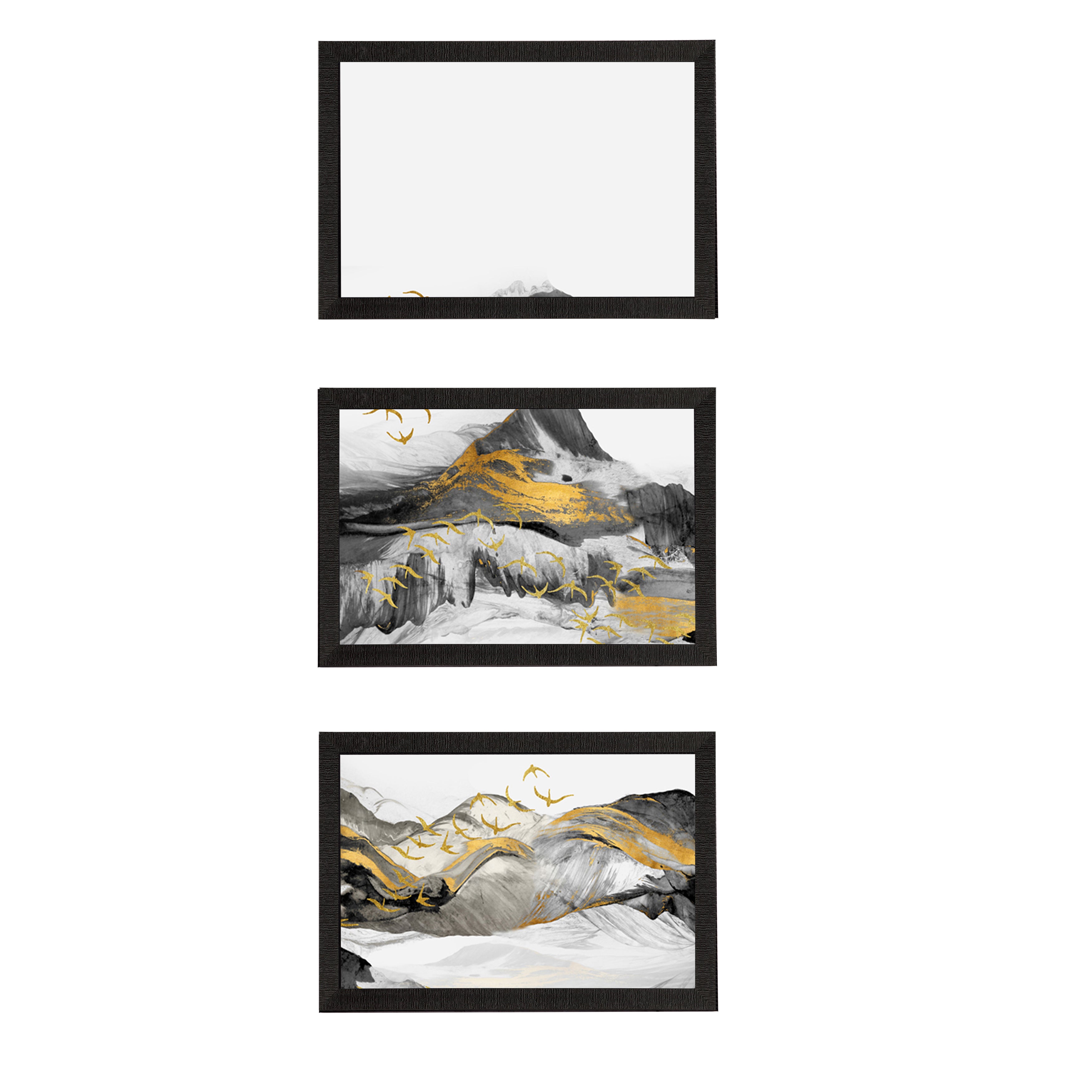 Set Of 3 Artistic Mountain View Satin Matt Texture UV Art Painting