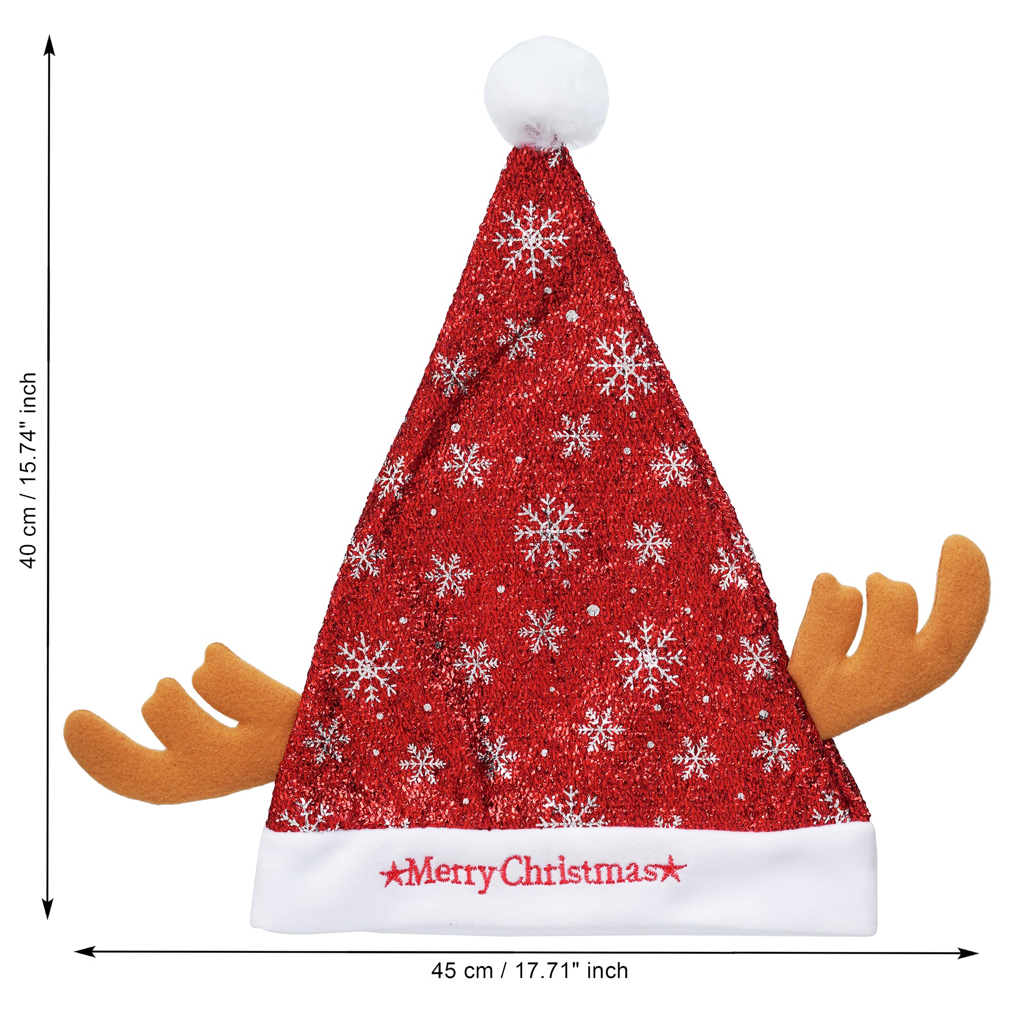 eCraftIndia Merry Christmas Snowflake Star Printed Santa Cap  Santa Claus Hat for Christmas Party Best Gift for Boys & Girls 3