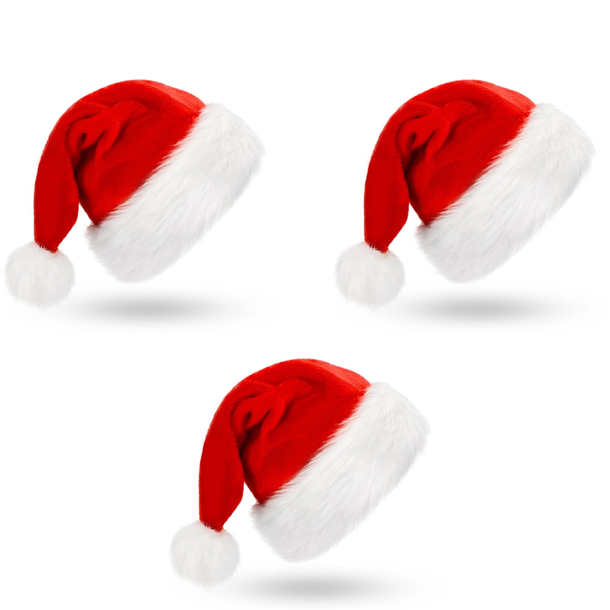 eCraftIndia Red and White Velvet Classic Fur Merry Christmas Hats, Santa Claus Caps for kids and Adults - XMAS Caps, Santa Hats for Christmas, New Year, Festive Holiday Party Celebration (Set of 3) 6