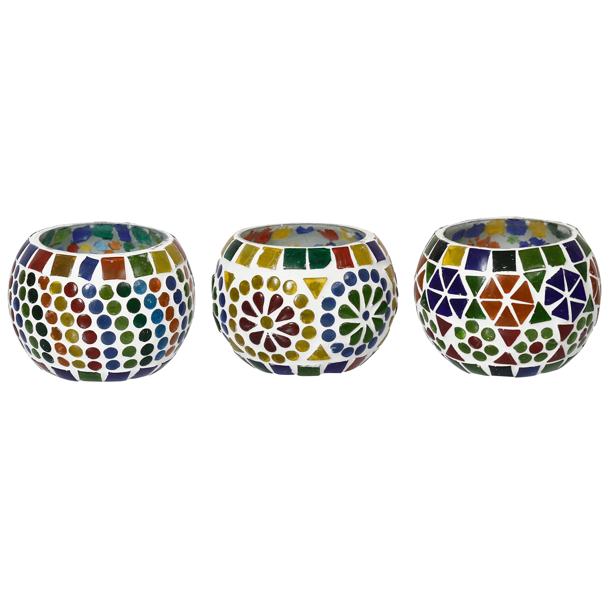 Set of 3 Mosaic Glass Decorative tea light candle holders 2