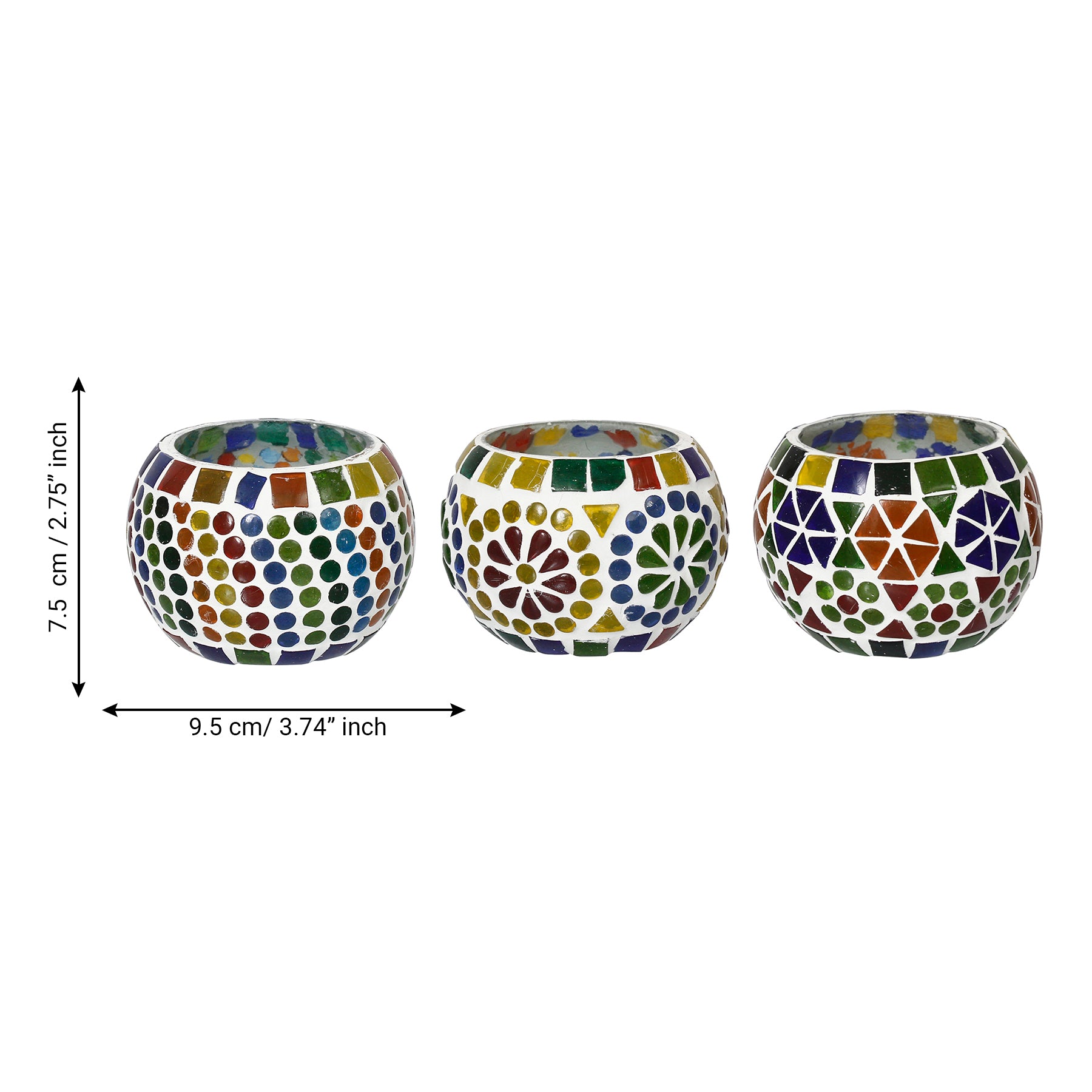 Set of 3 Mosaic Glass Decorative tea light candle holders 3