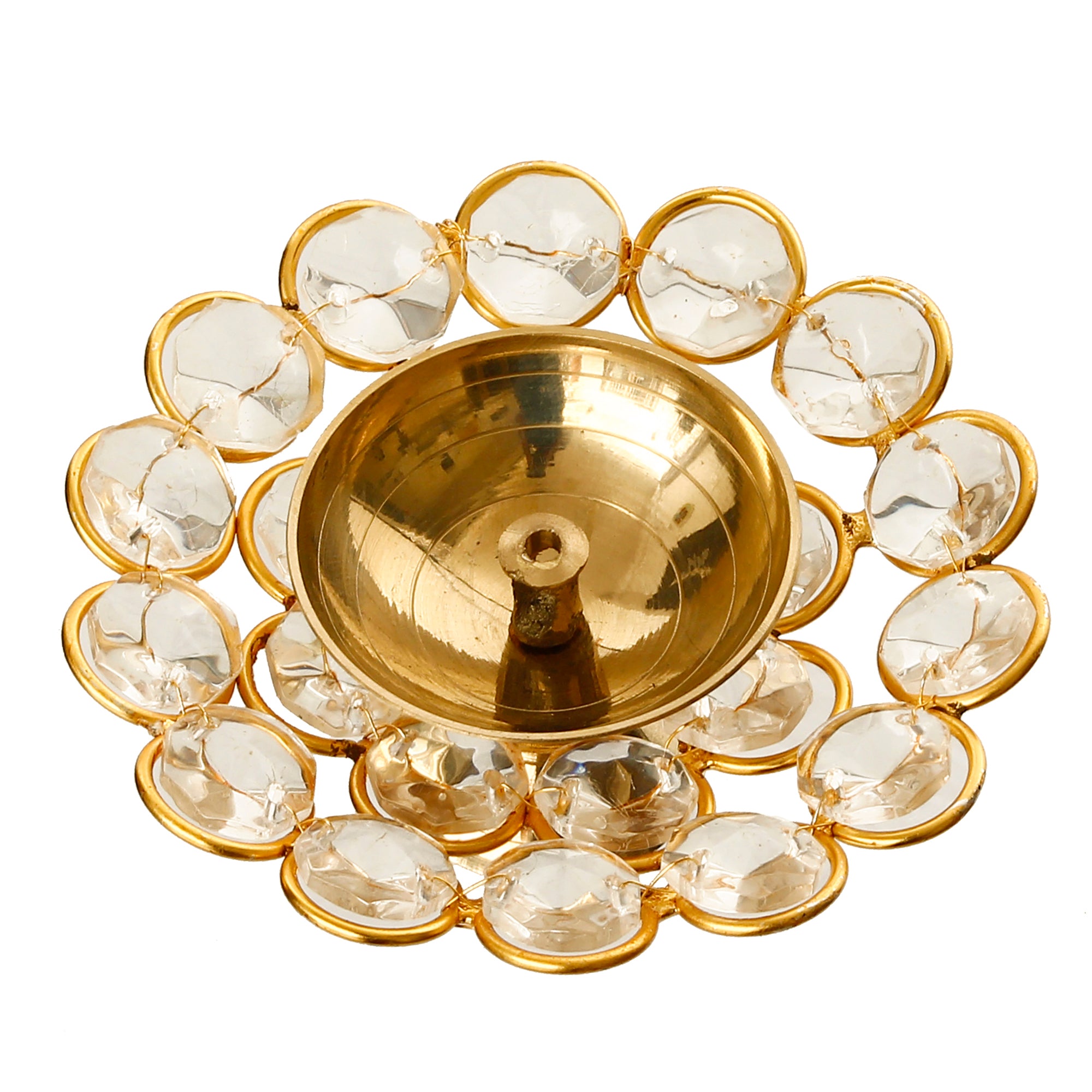 White and Gold Bowl Shape Crystal Tea Light Holder 4