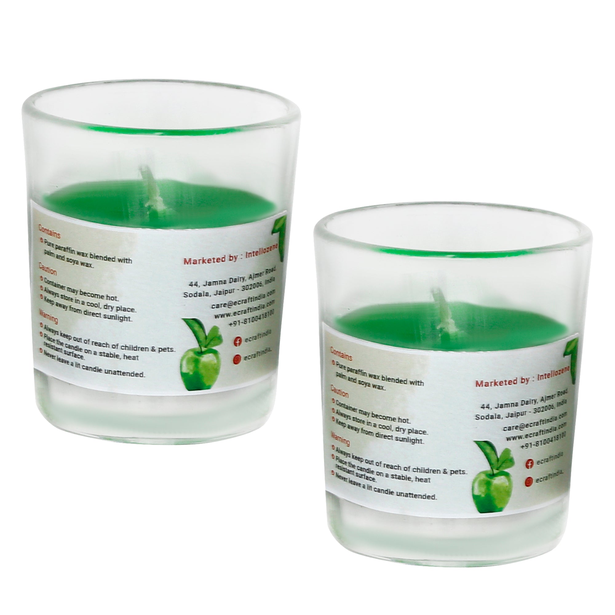 Set of 2 Green Apple Scented Glass Candle 4