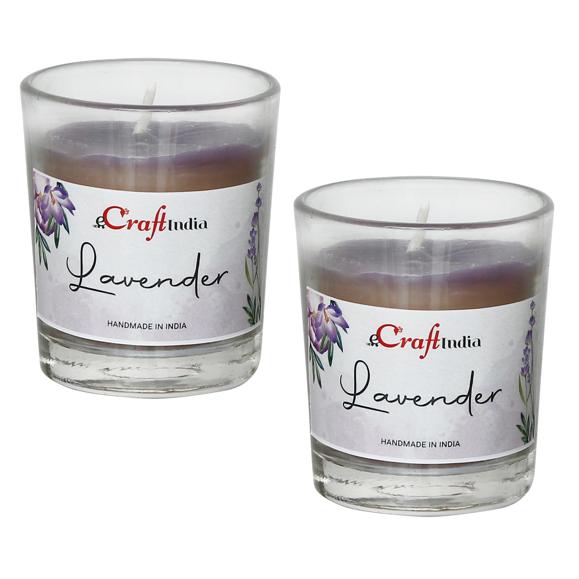 Set of 2 Lavender Scented Glass Candle 2