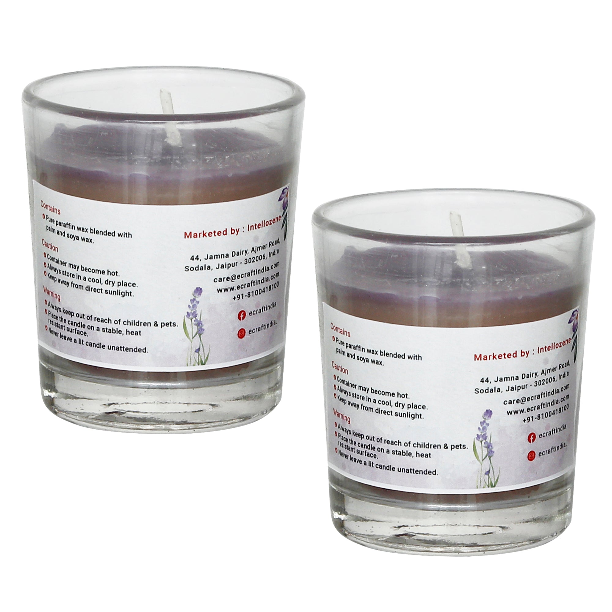 Set of 2 Lavender Scented Glass Candle 4