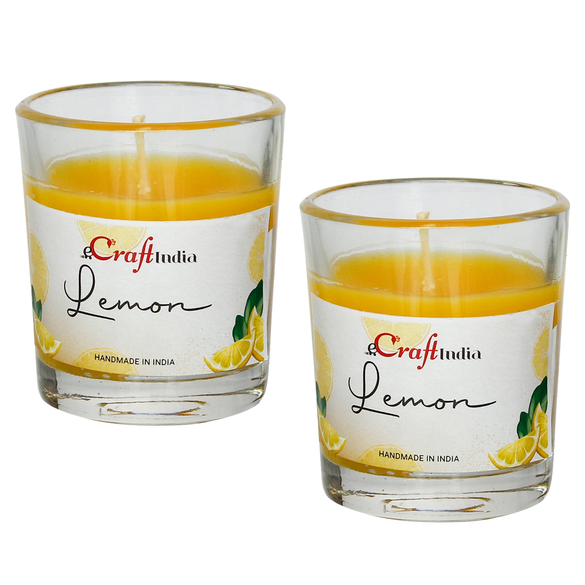 Set of 2 Lemon Scented Glass Candle 2
