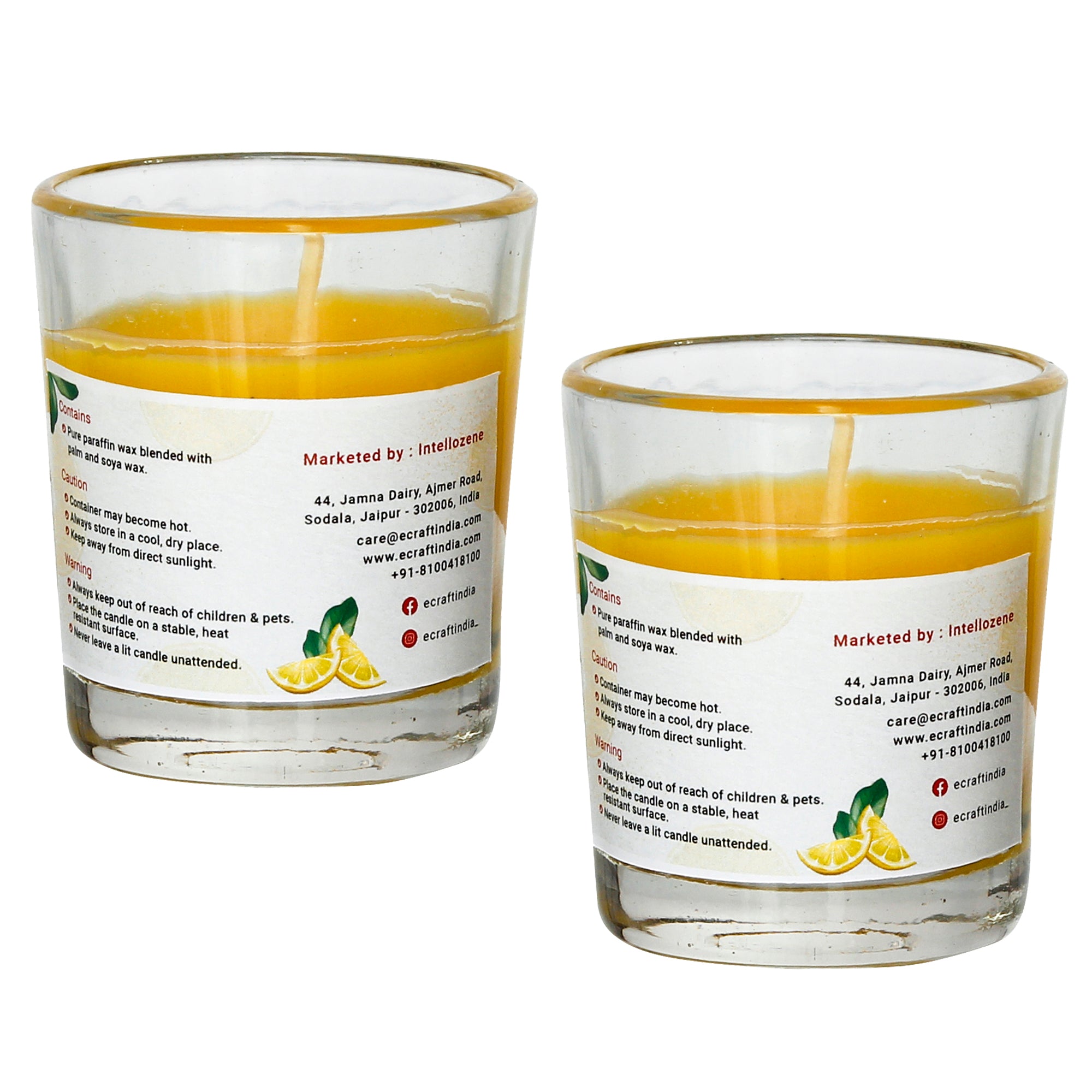 Set of 2 Lemon Scented Glass Candle 4