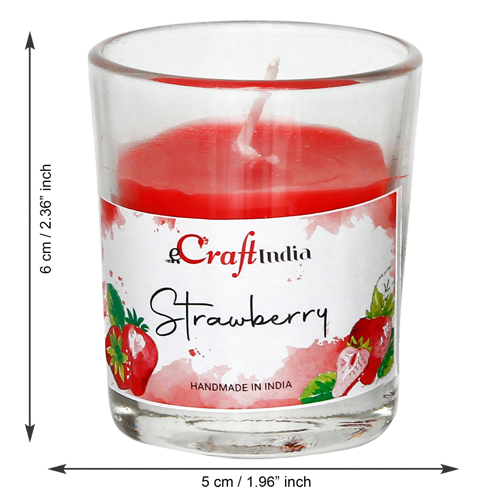 Set of 2 Strawberry Scented Glass Candle 3