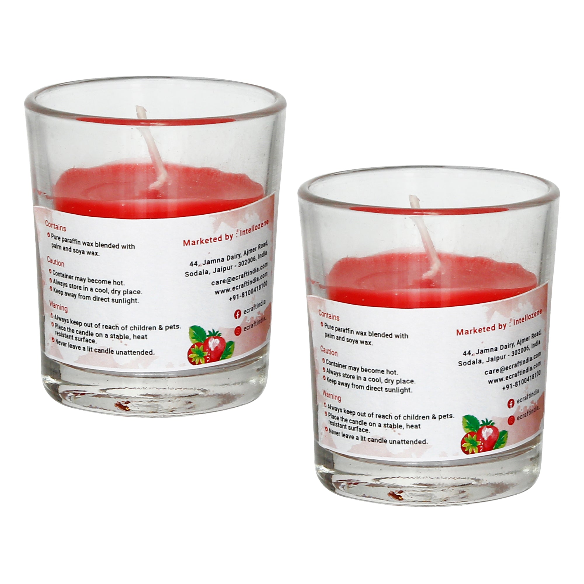 Set of 2 Strawberry Scented Glass Candle 4