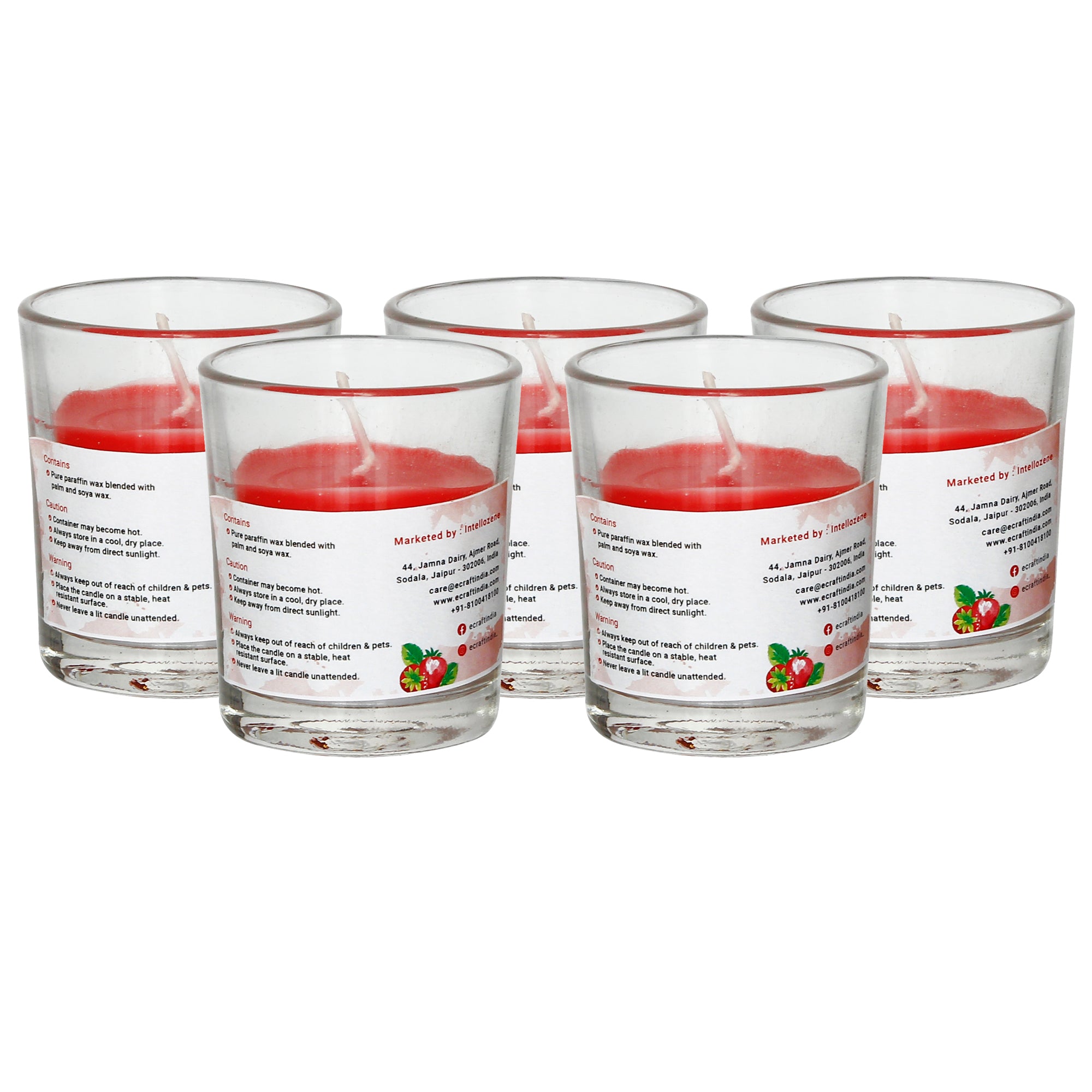 Set of 5 Strawberry Scented Glass Candle 4