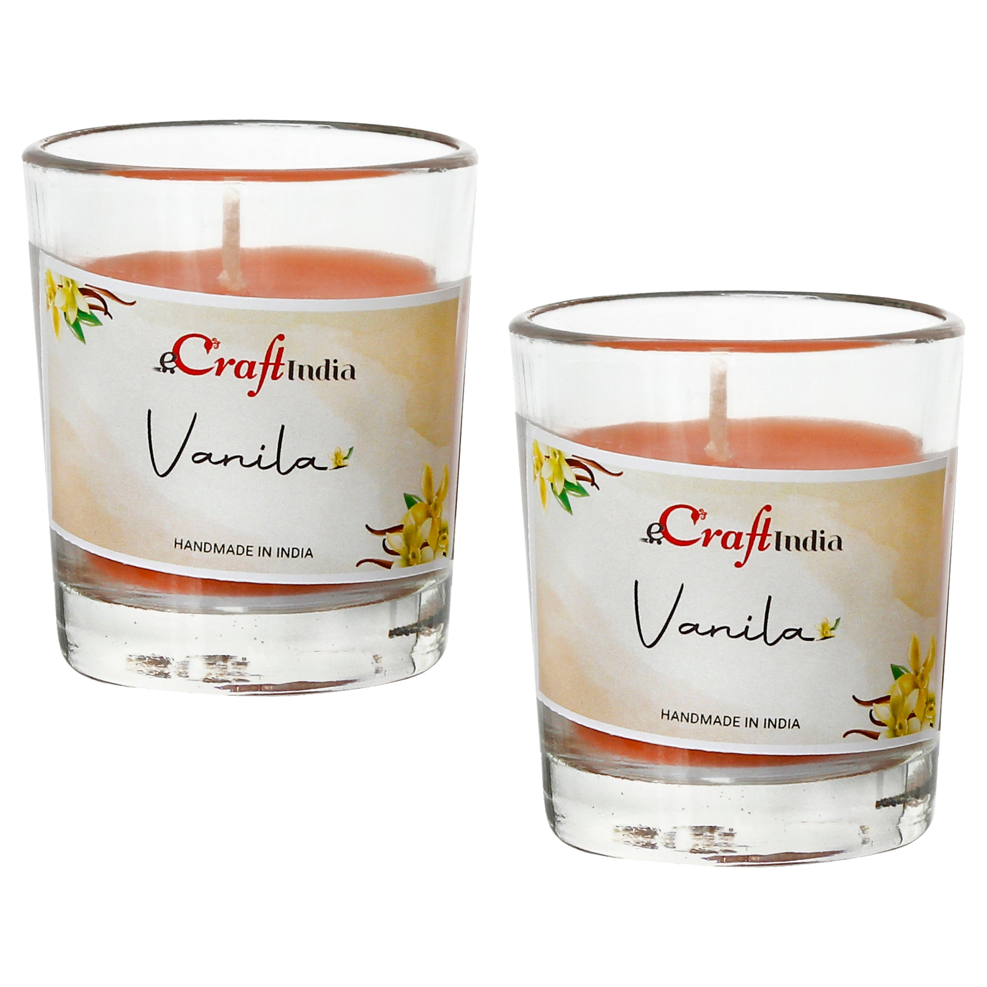 Set of 2 Vanilla Scented Glass Candle 2