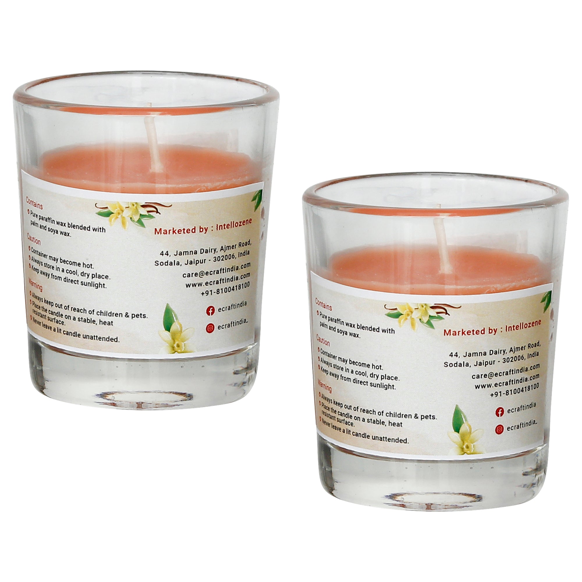 Set of 2 Vanilla Scented Glass Candle 4