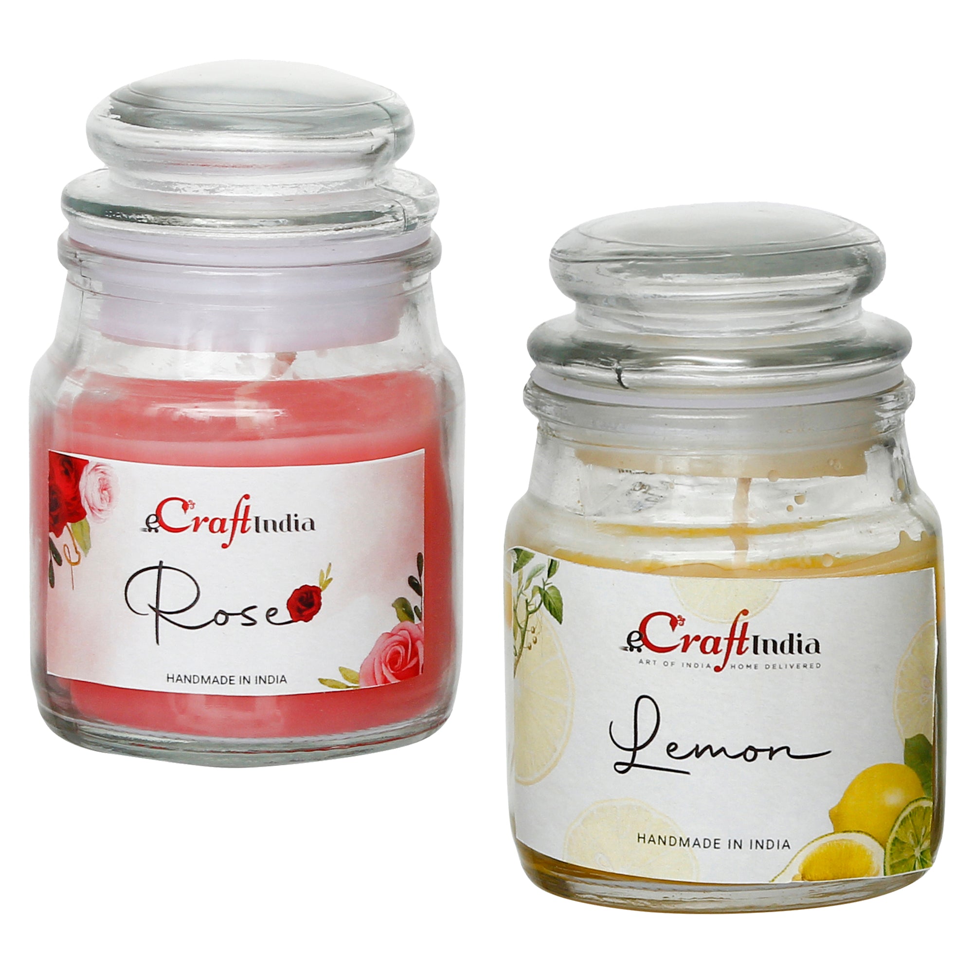 Set of 2 Lemon and Rose Scented Jar Candle 2
