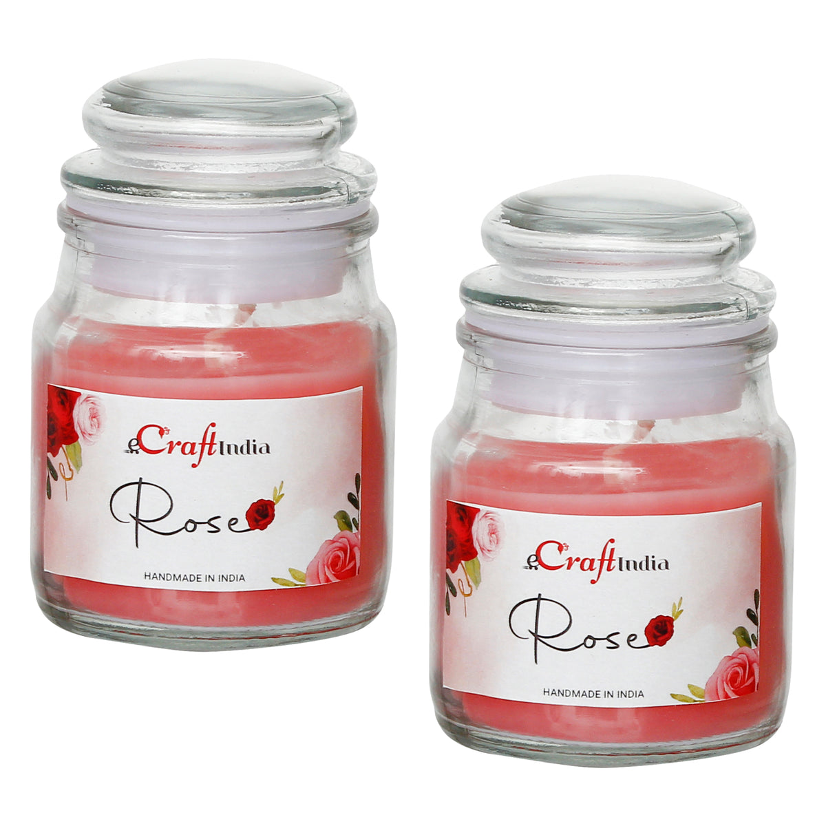 Set of 2 Rose Scented Jar Candle - eCraftIndia Online