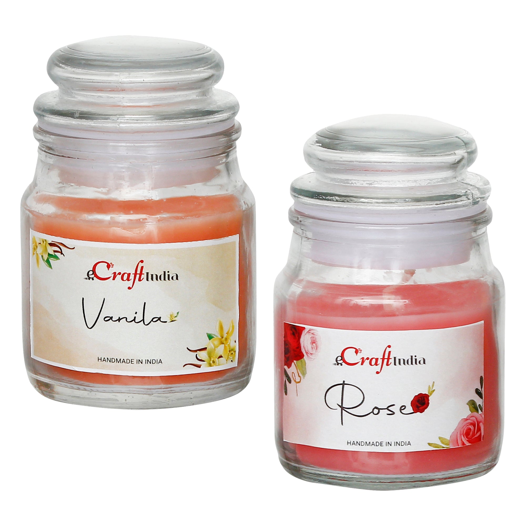 Set of 2 Rose and Vanilla Scented Jar Candles 2